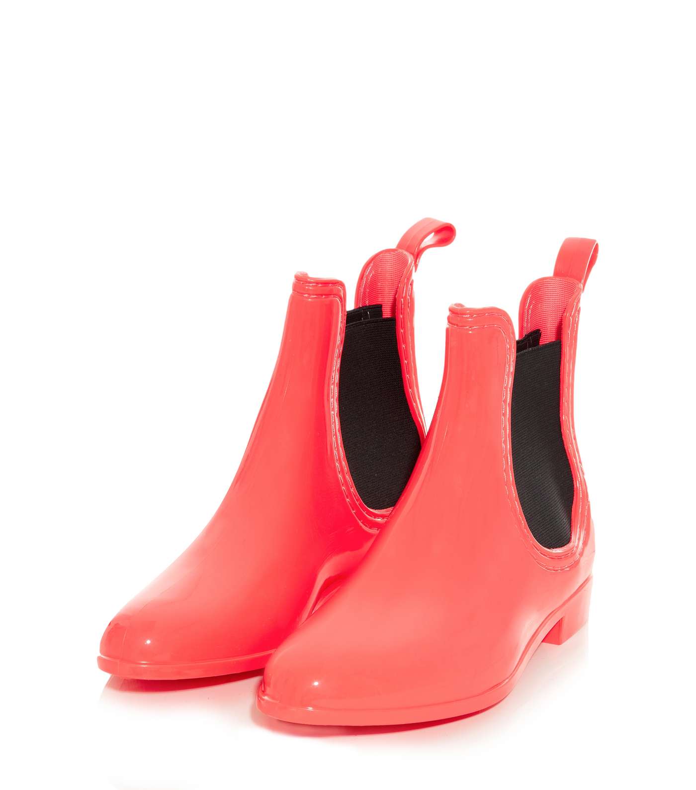 Coral and Black Chelsea Wellies Image 3