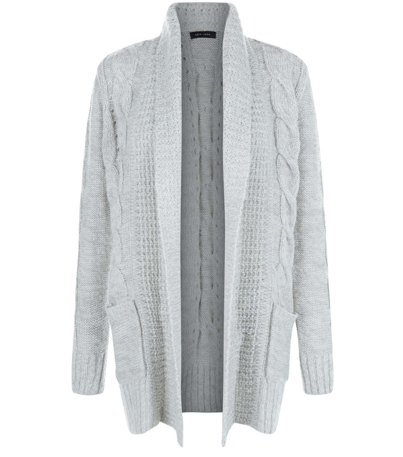 Pale Grey Cable Knit Cardigan  Image 4