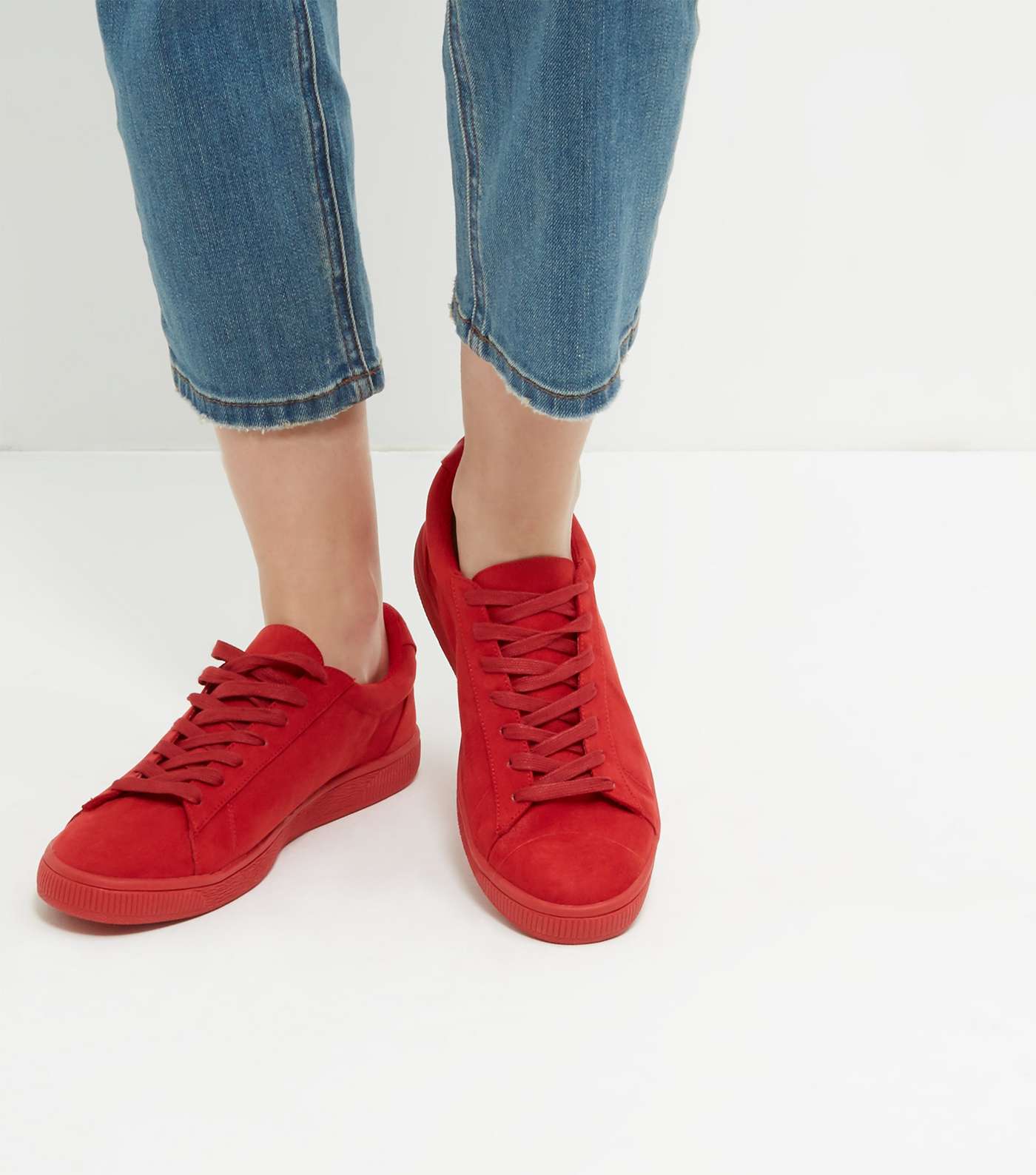 Bright Red Suedette Trainers