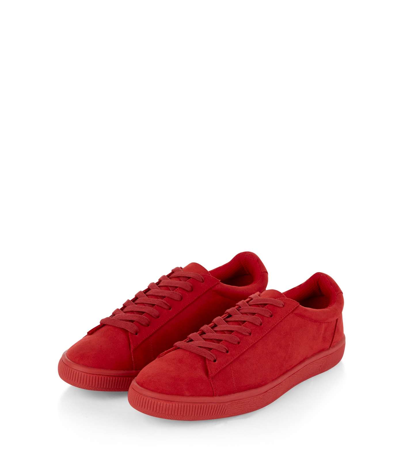 Bright Red Suedette Trainers Image 3