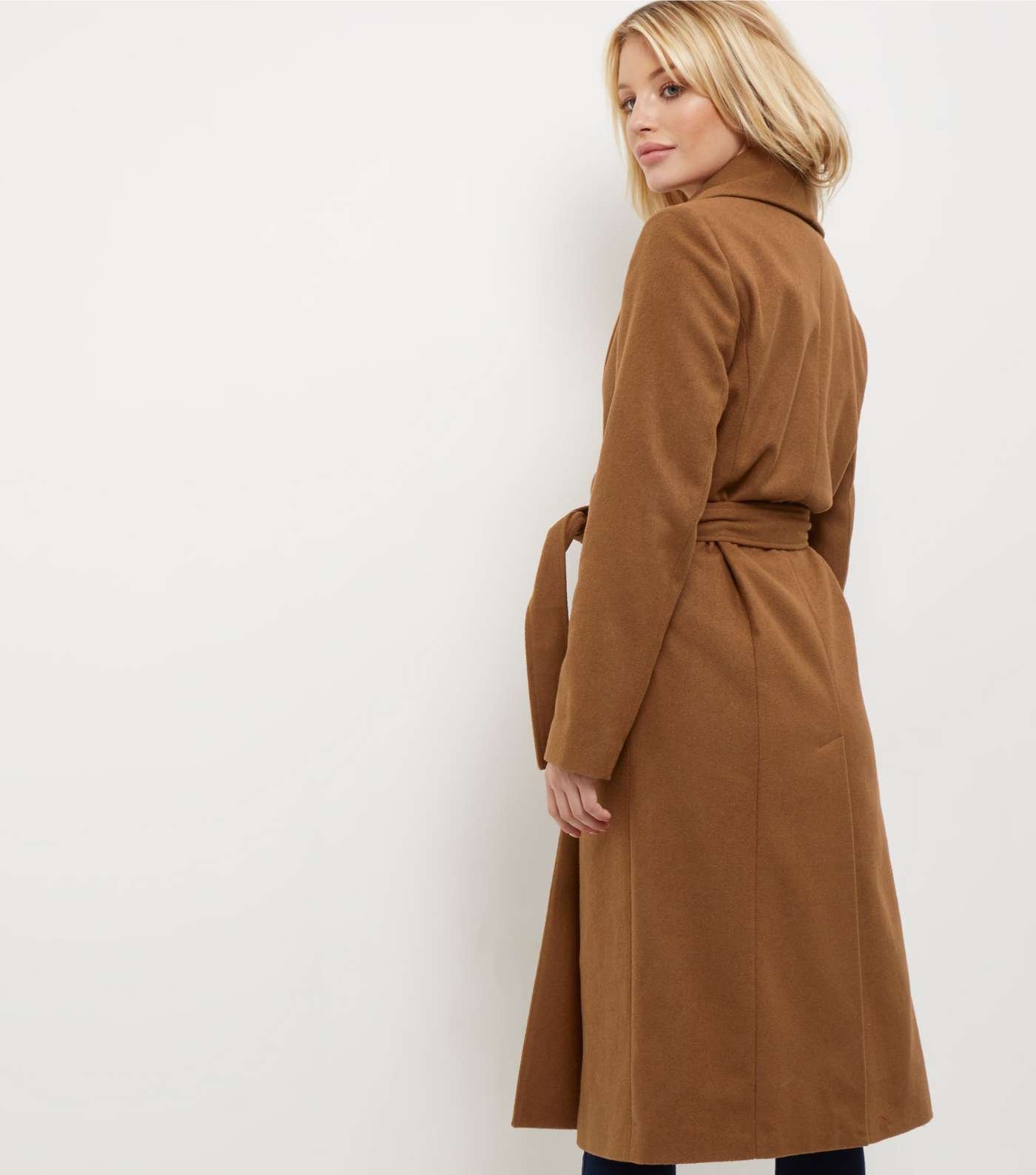 Light Brown Belted Longline Coat Image 3
