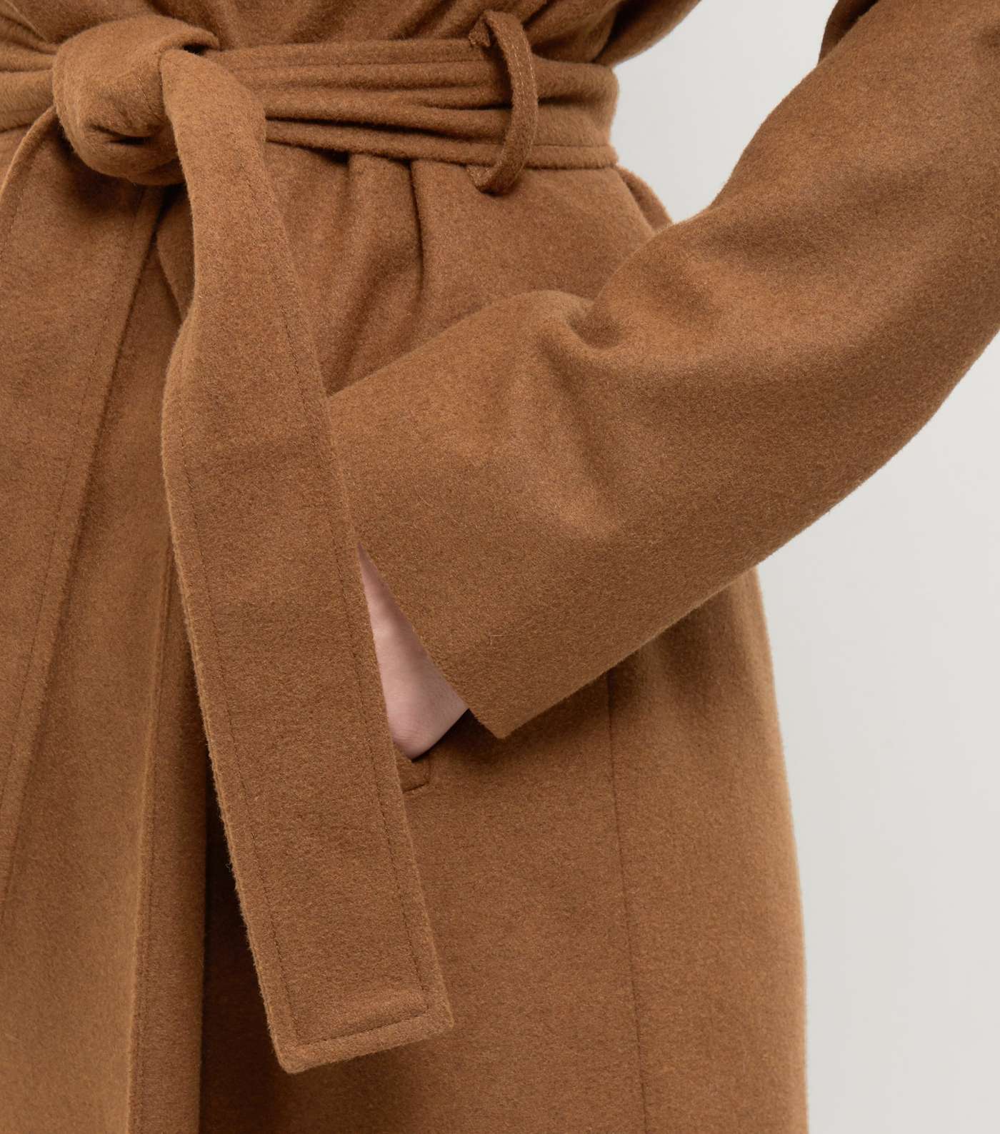 Light Brown Belted Longline Coat Image 5