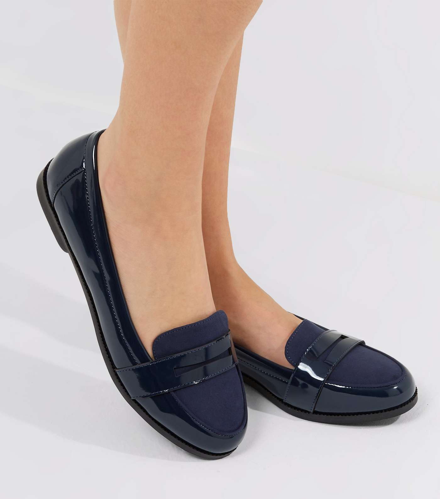 Wide Fit Navy Comfort Patent Loafers