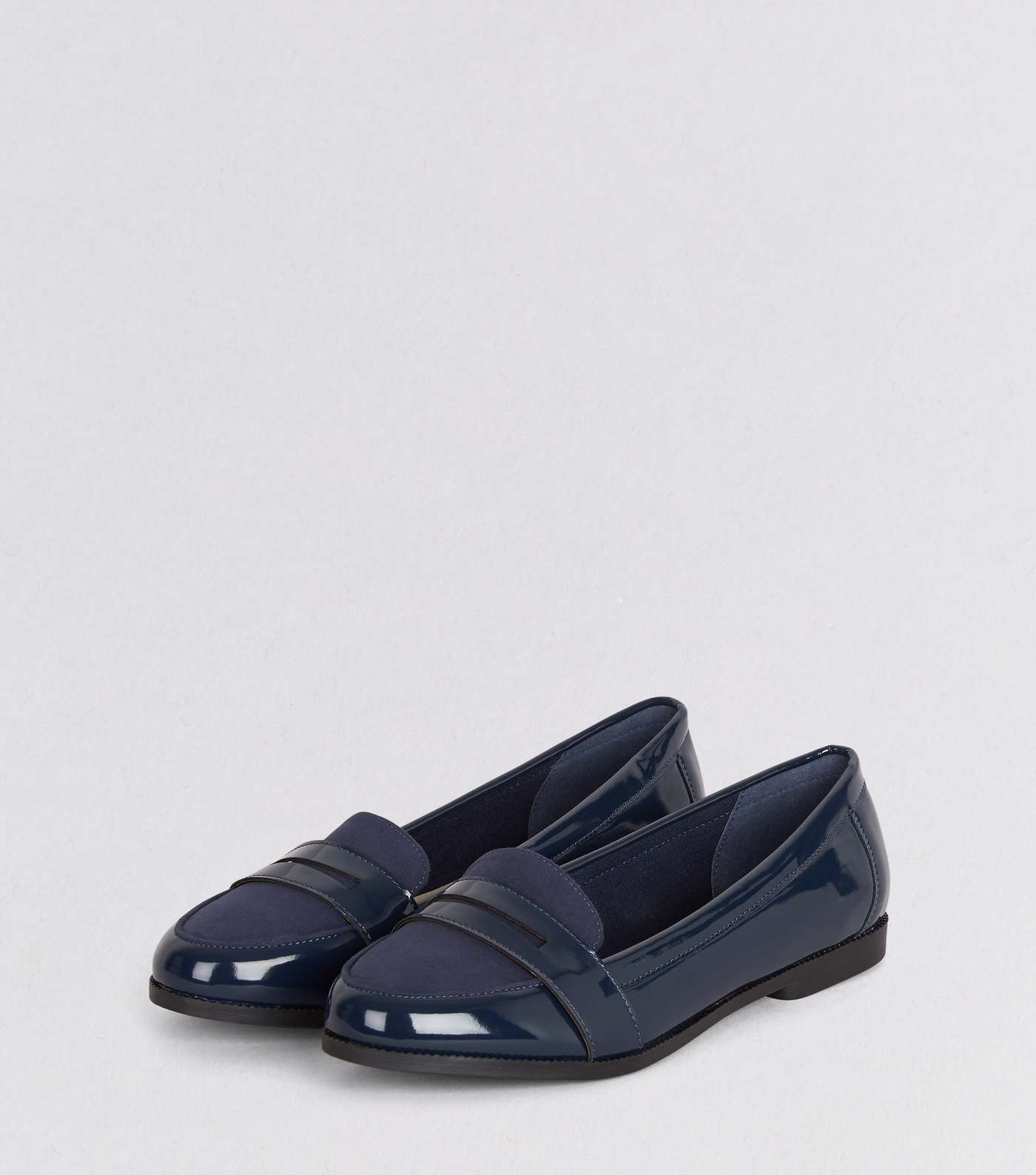 Wide Fit Navy Comfort Patent Loafers Image 3