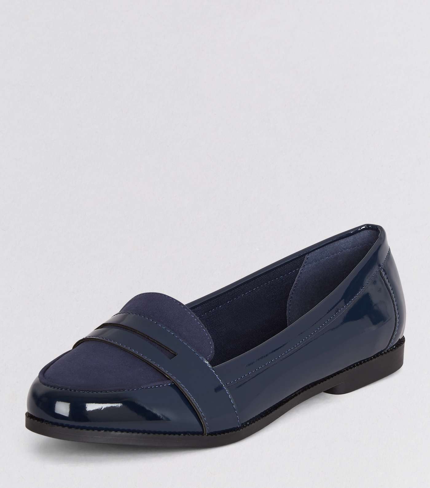 Wide Fit Navy Comfort Patent Loafers Image 5