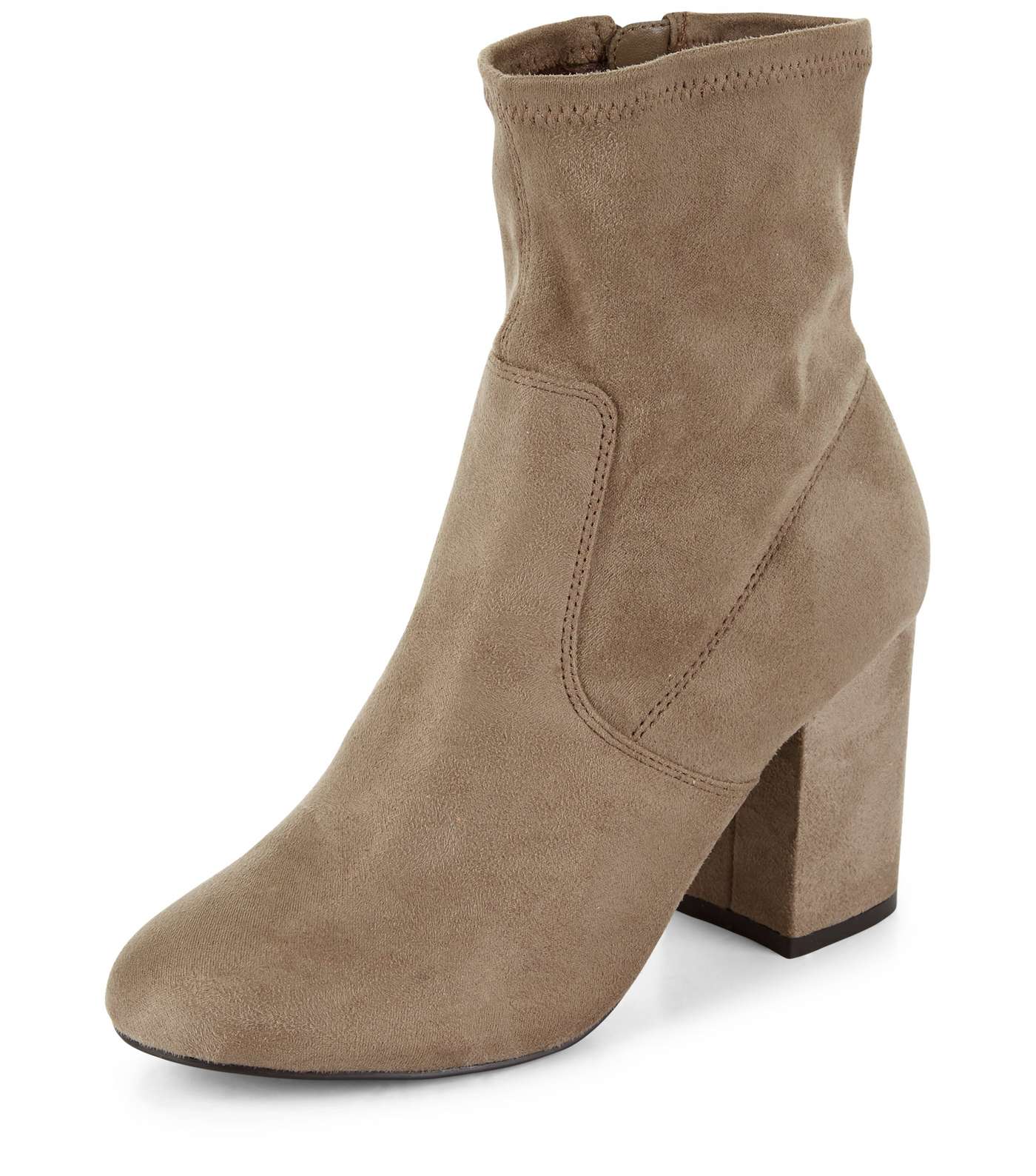 Grey Suedette Block Heel High Ankle Boots  Image 5