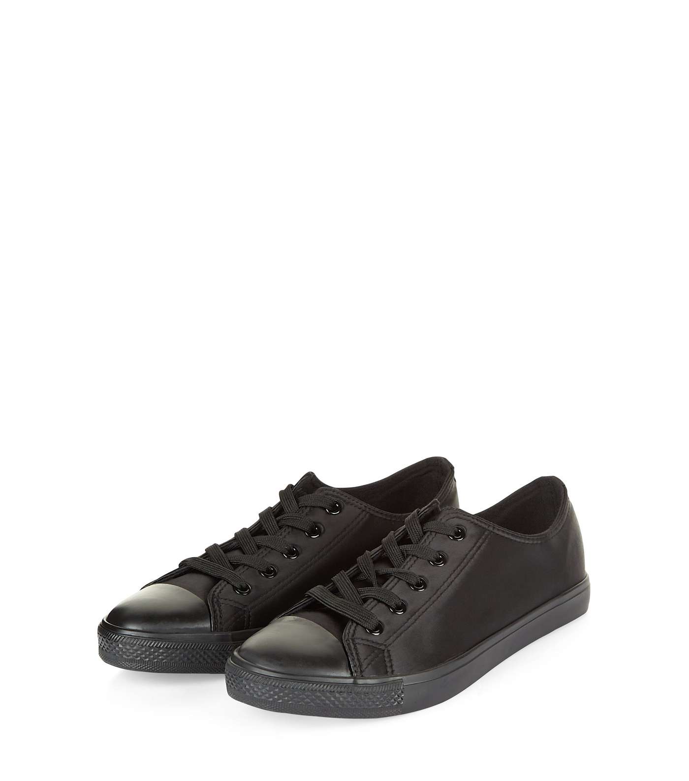 Black Sateen Lace Up Trainers Image 3