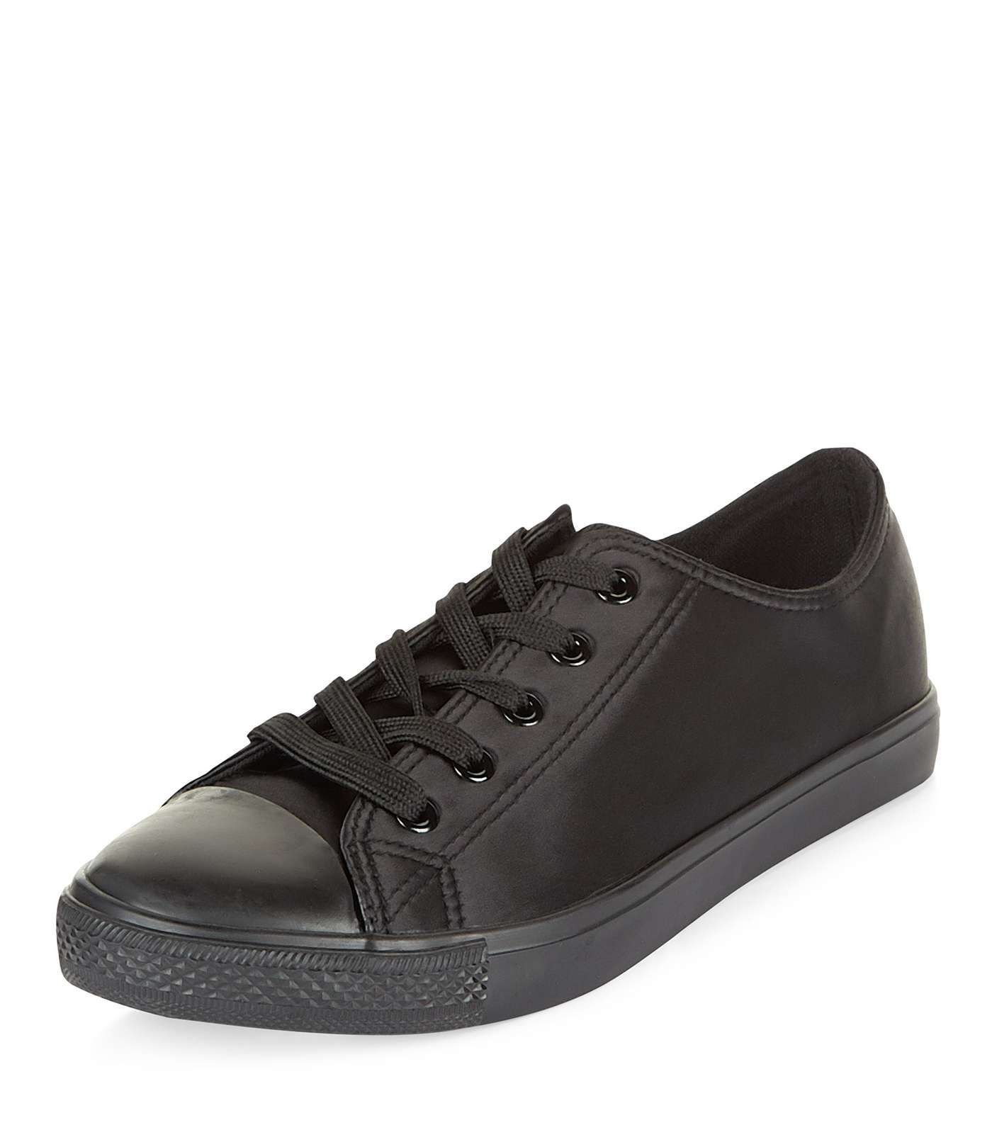 Black Sateen Lace Up Trainers Image 5
