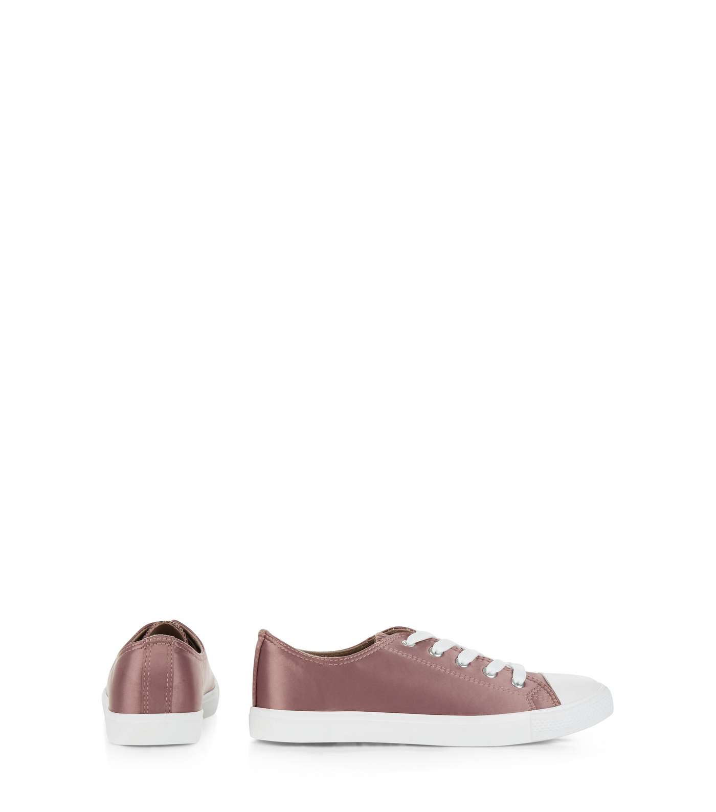 Pink Sateen Lace Up Plimsolls  Image 4