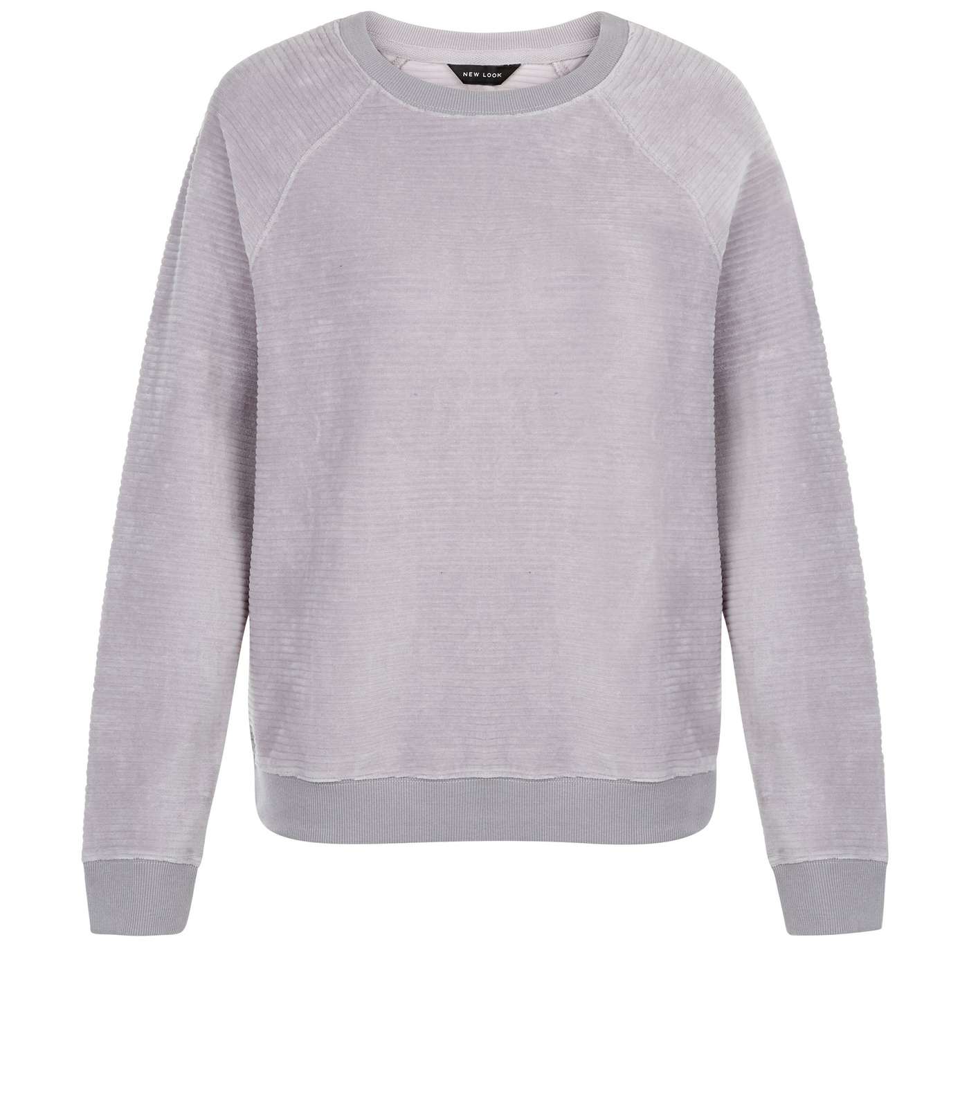 Pale Grey Velvet Long Sleeve Sweater  Image 4
