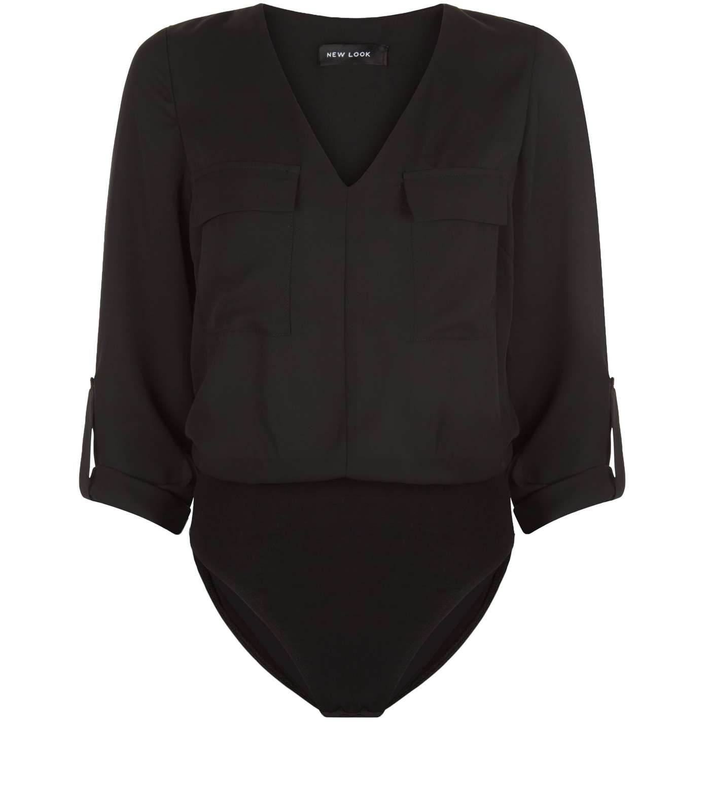 Black Rolled Sleeve Bodysuit  Image 4