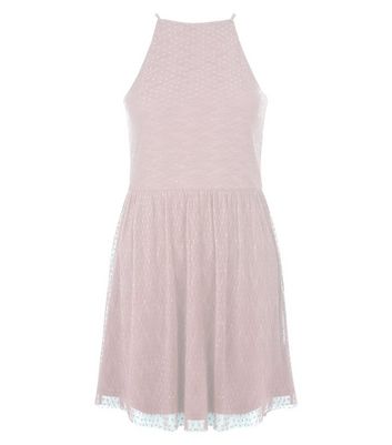 Ados , Robe patineuse rose pâle plissée en maille