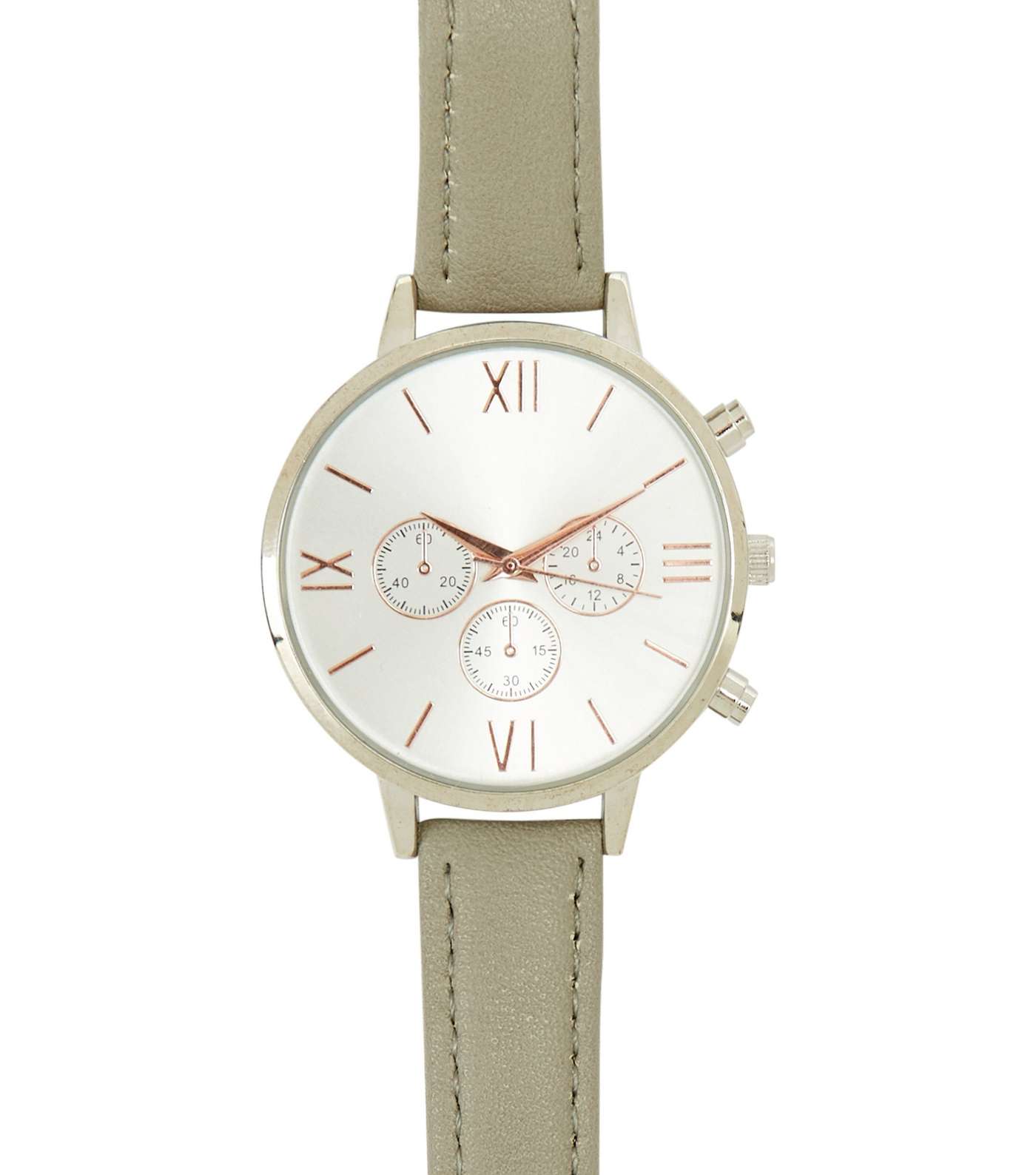 Grey Leather-Look Strap Watch Image 3