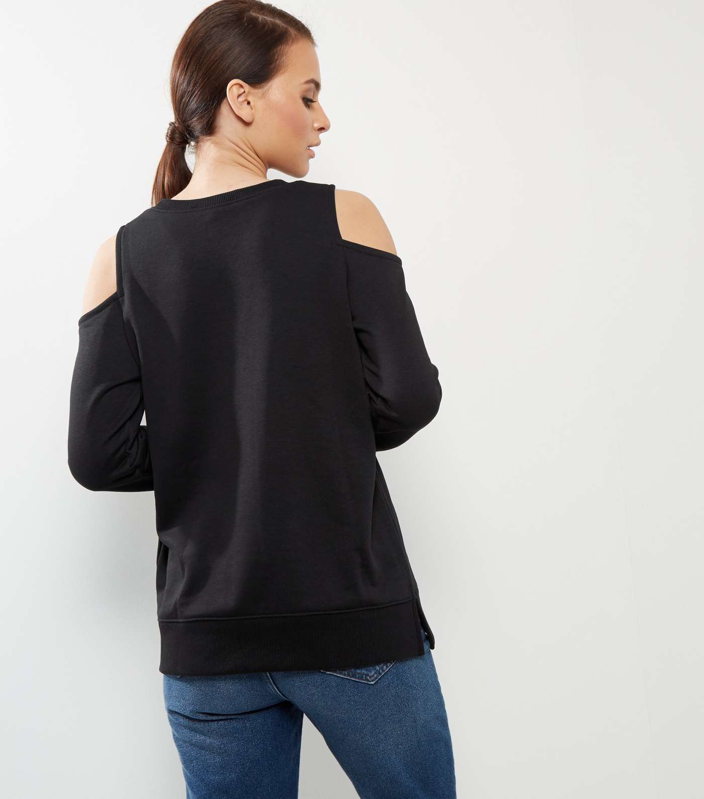 Black Cold Shoulder Sweater Image 3