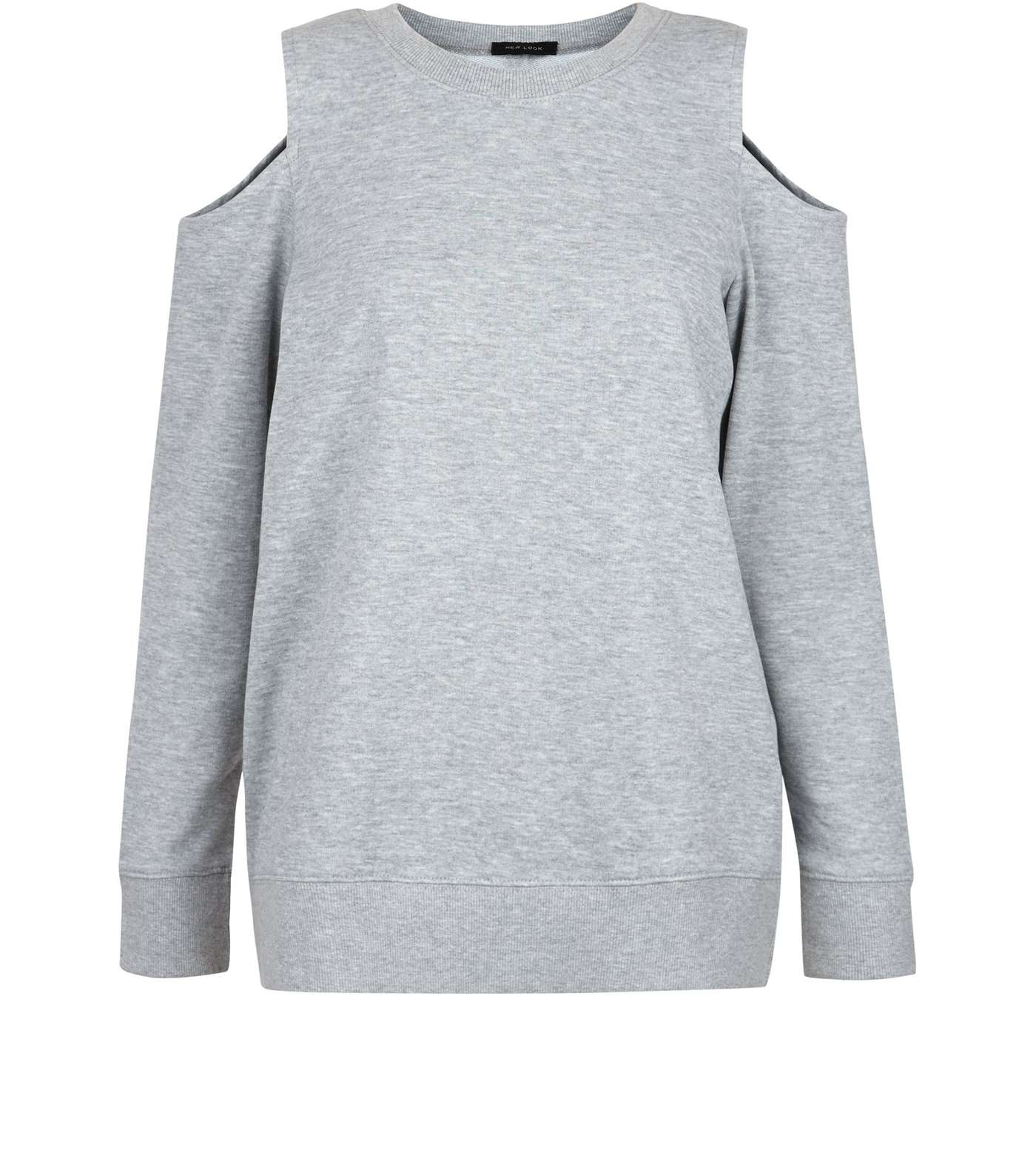 Grey Cold Shoulder Sweater Image 4