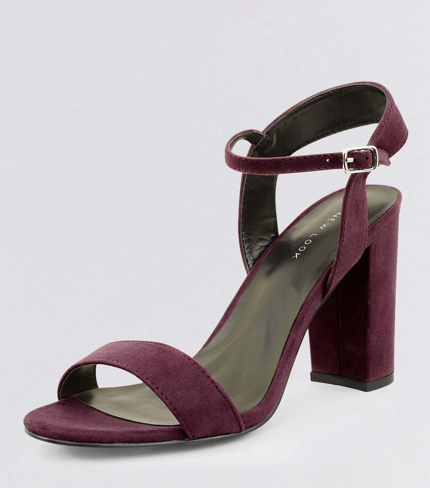 Purple Suedette Block Heel Ankle Strap Sandals Image 5