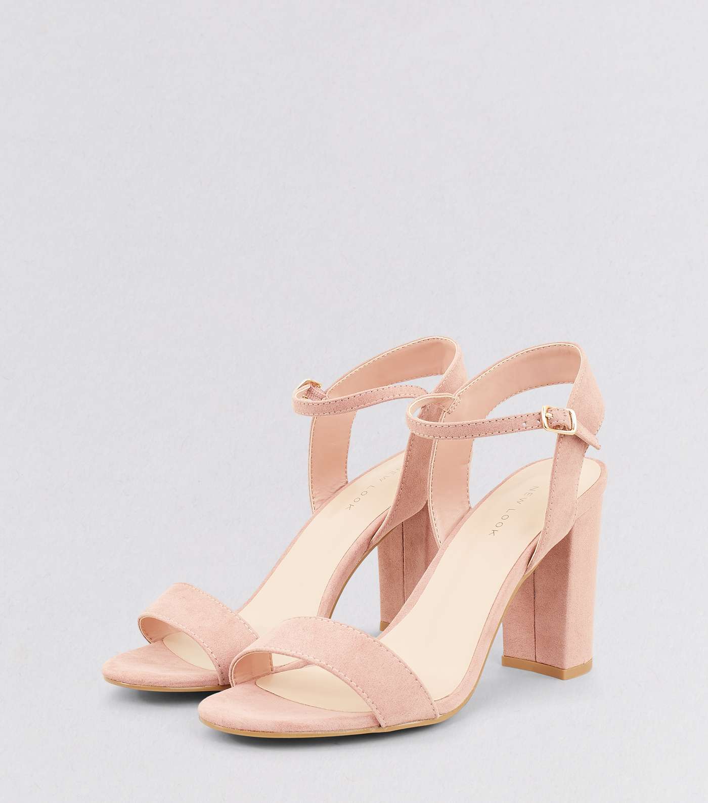 Pink Suedette Block Heel Ankle Strap Sandals Image 3