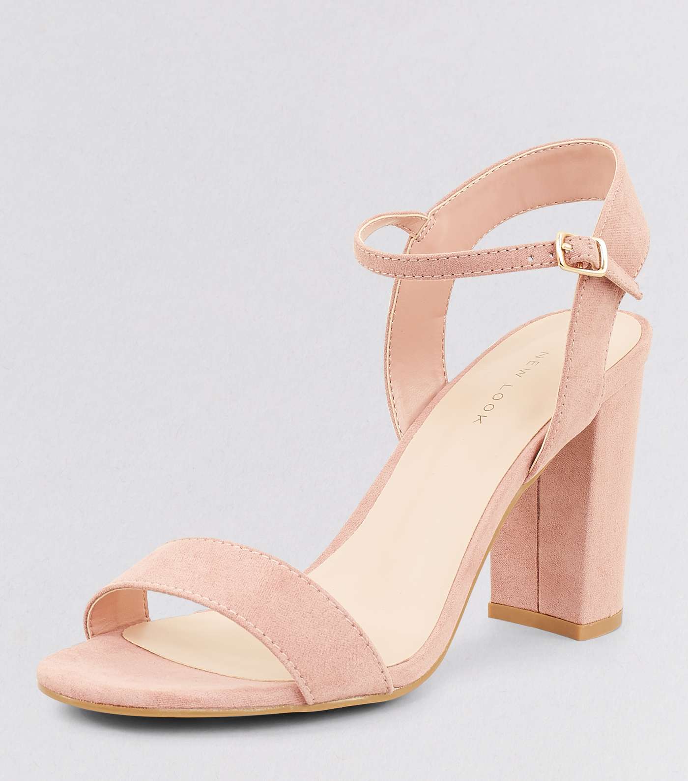 Pink Suedette Block Heel Ankle Strap Sandals Image 5