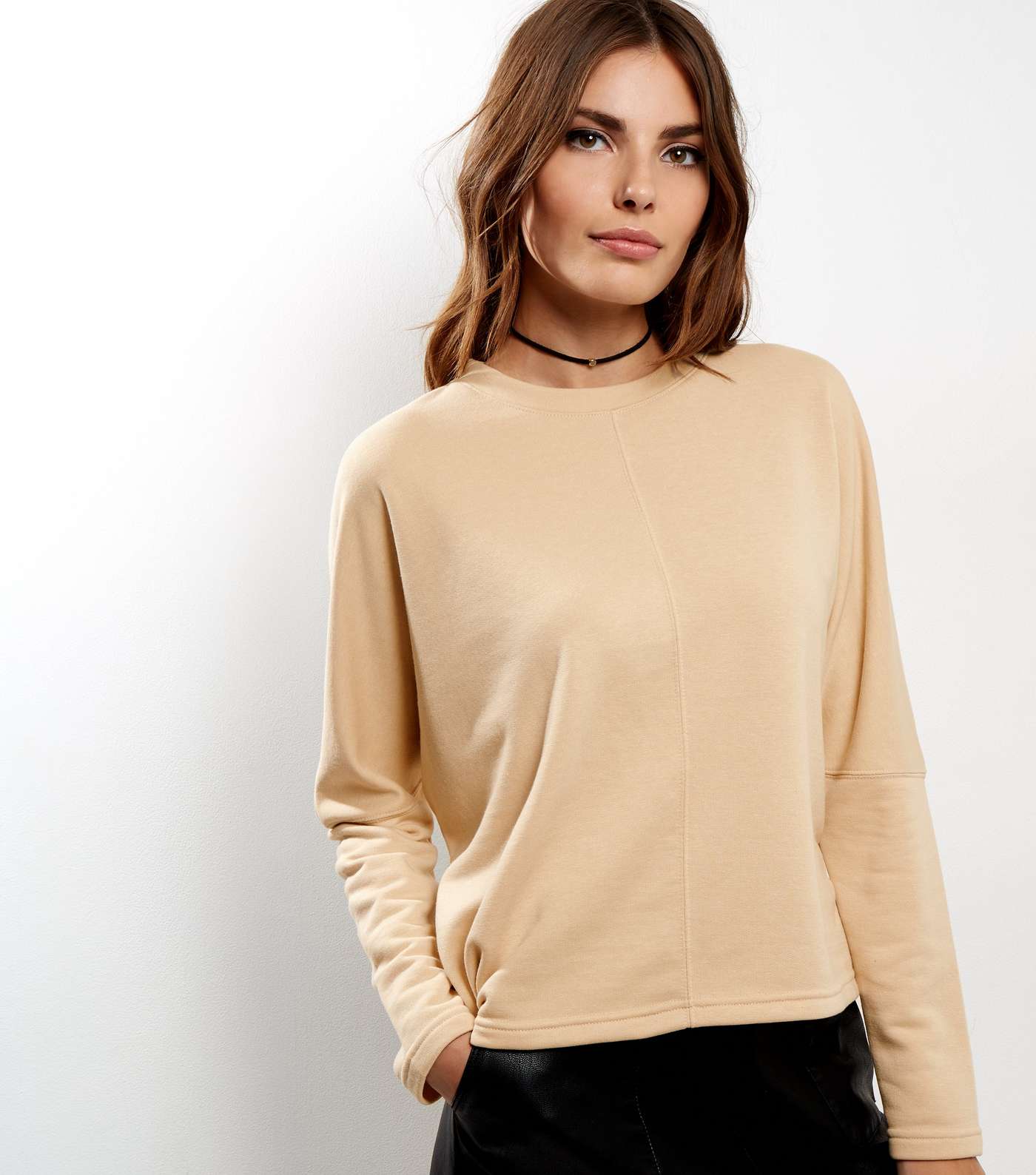 Cream Batwing Sleeve Cropped Sweater 