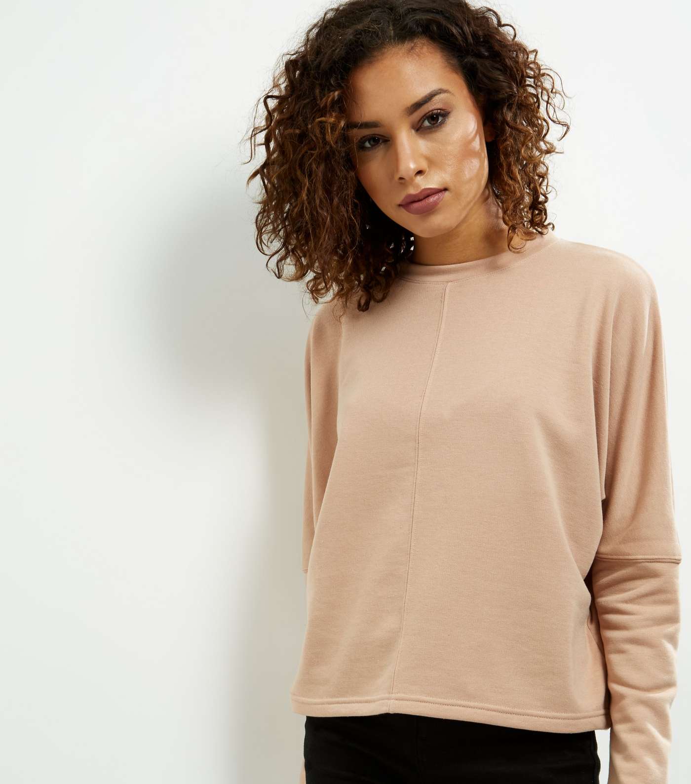 Stone Batwing Sleeve Cropped Sweater 