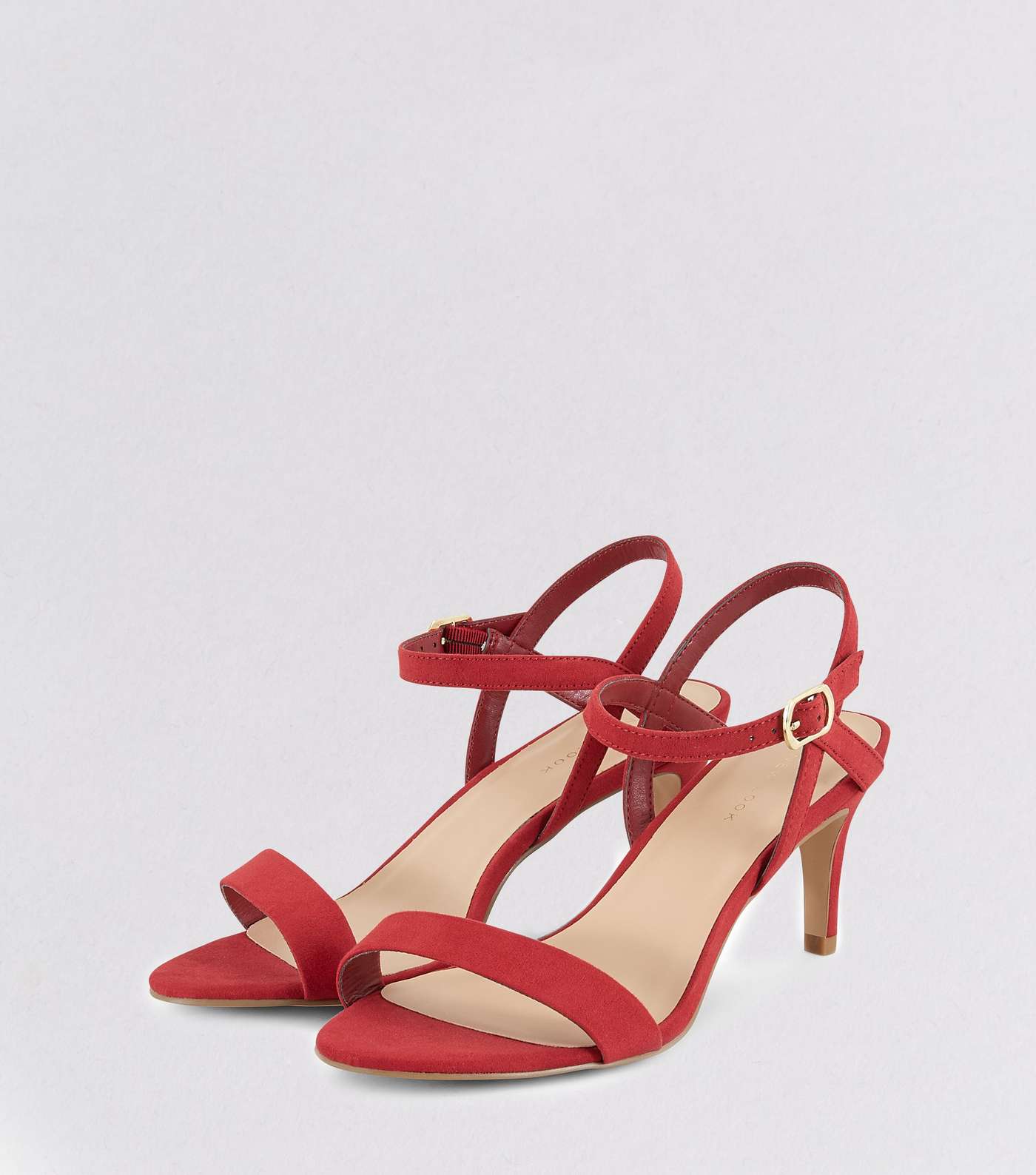 Red Suedette Low Heeled Sandals  Image 5