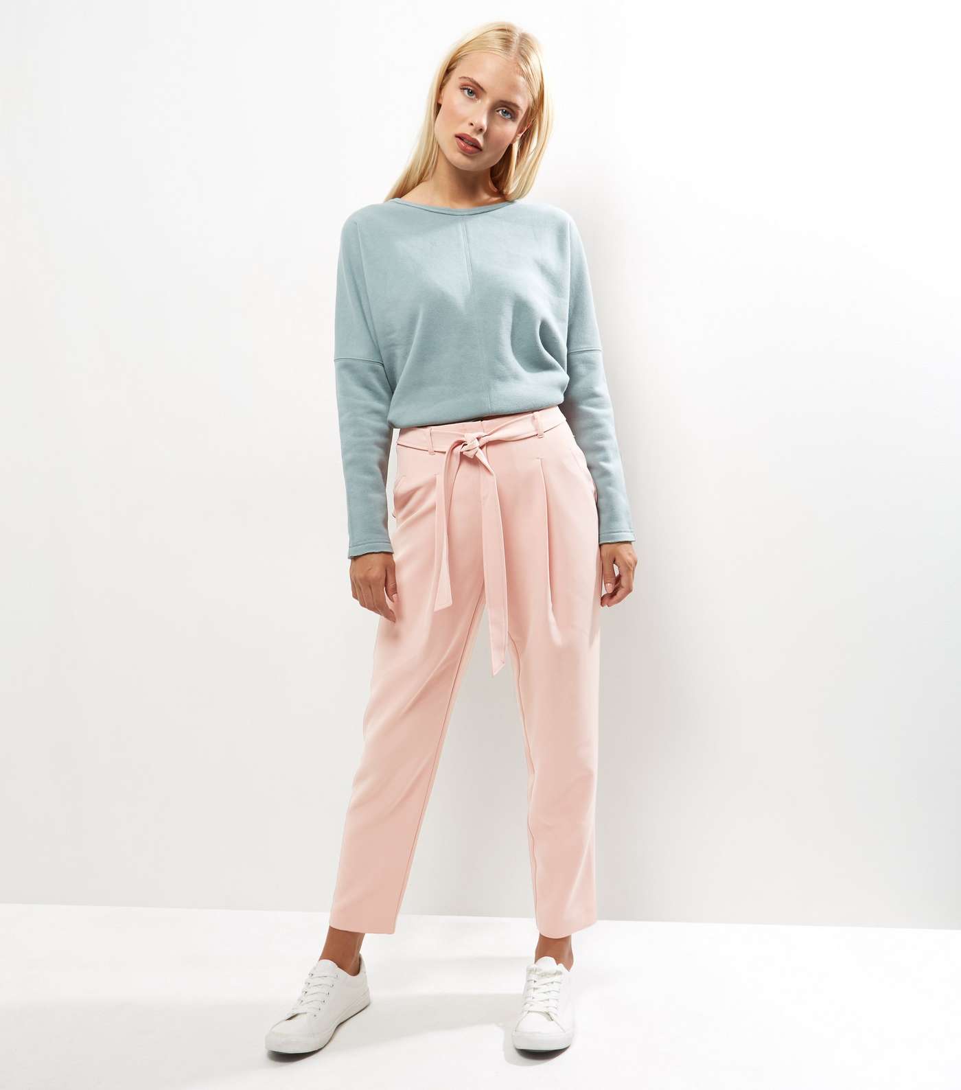 Mid Pink Tie Waist Trousers  Image 2