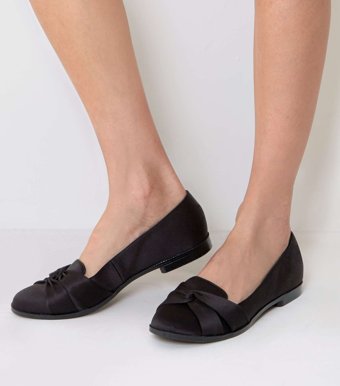 Black Satin Knot Front Loafers