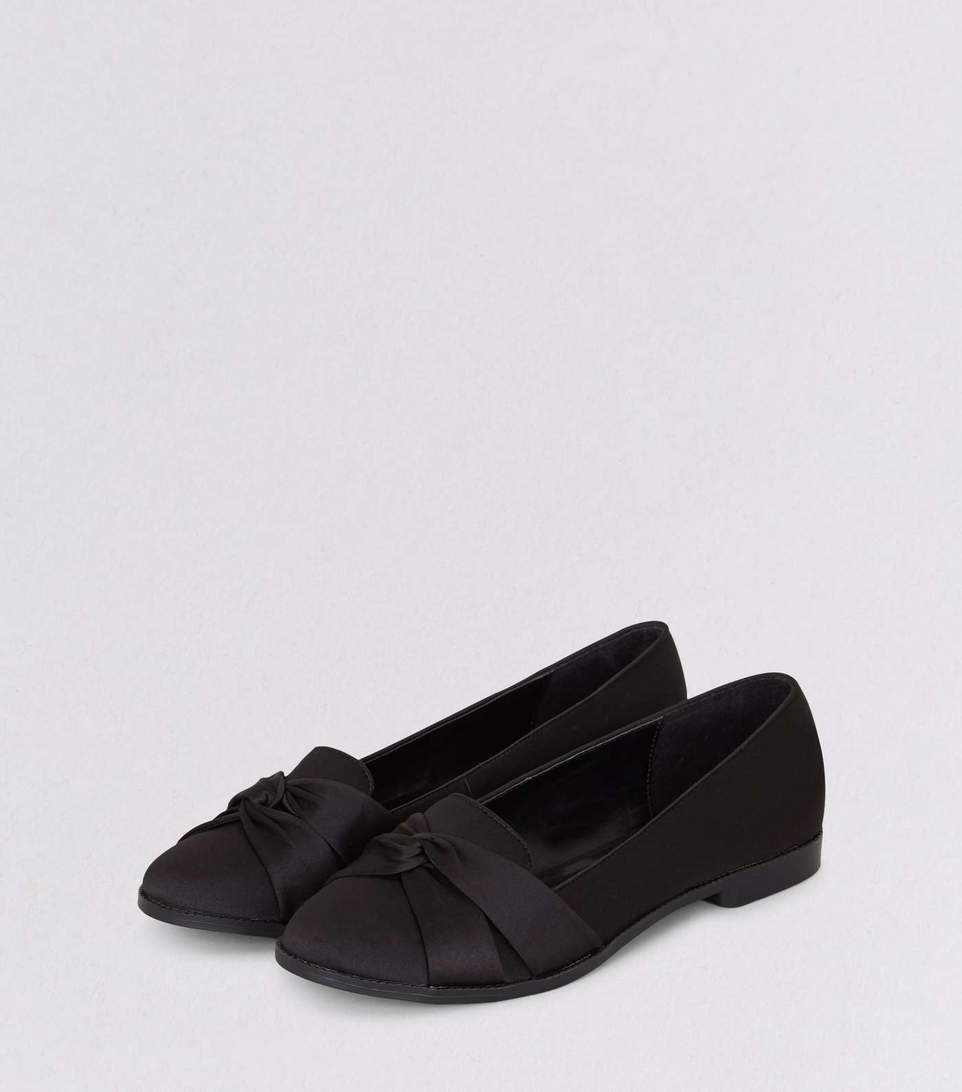 Black Satin Knot Front Loafers Image 3