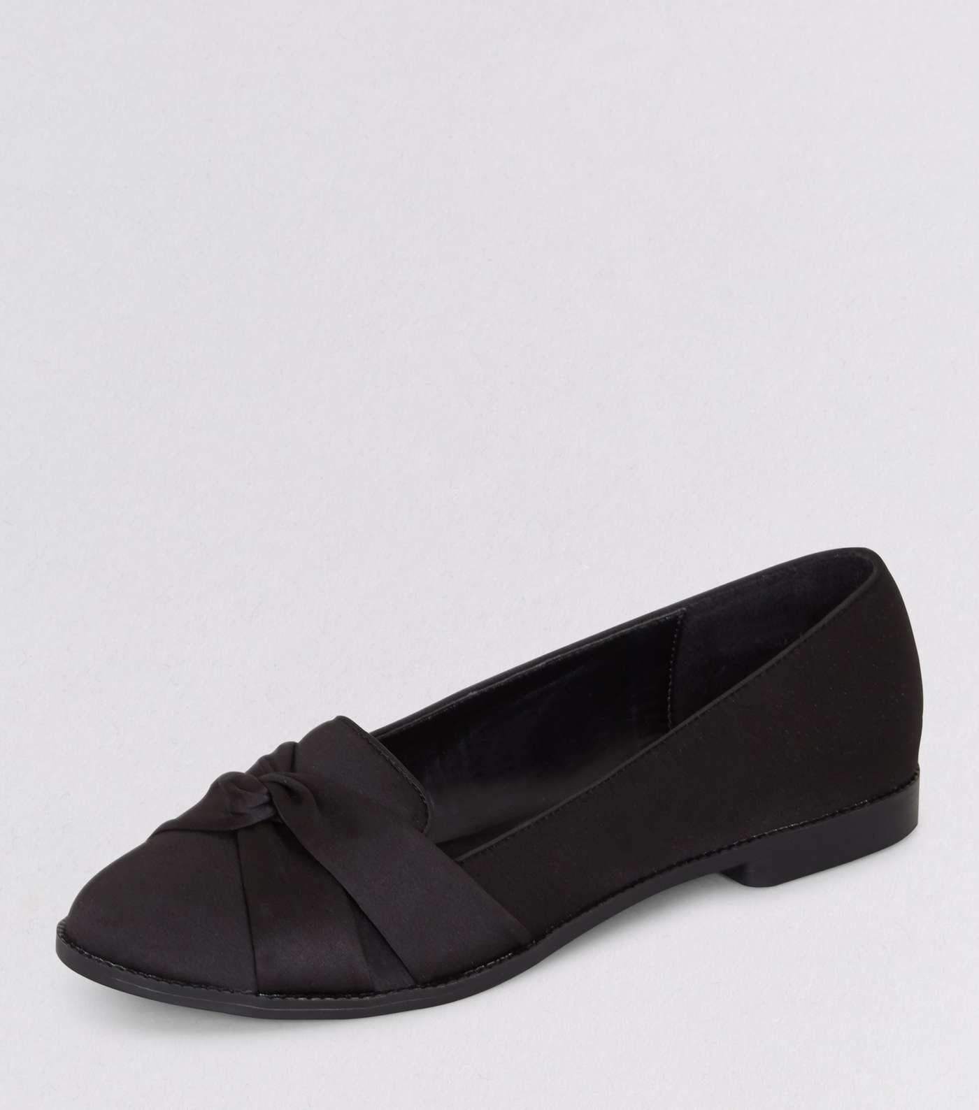Black Satin Knot Front Loafers Image 5