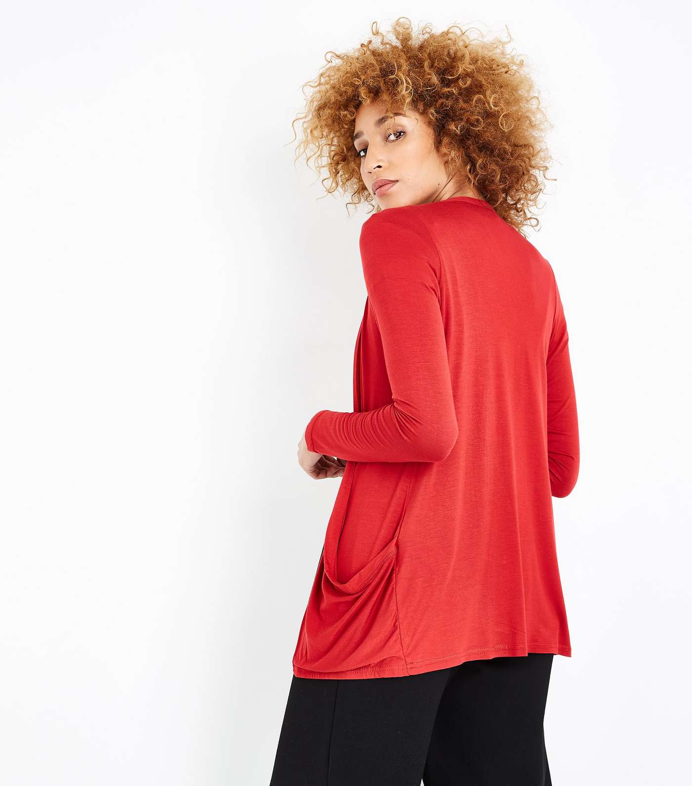 Red Double Pocket Cardigan  Image 3