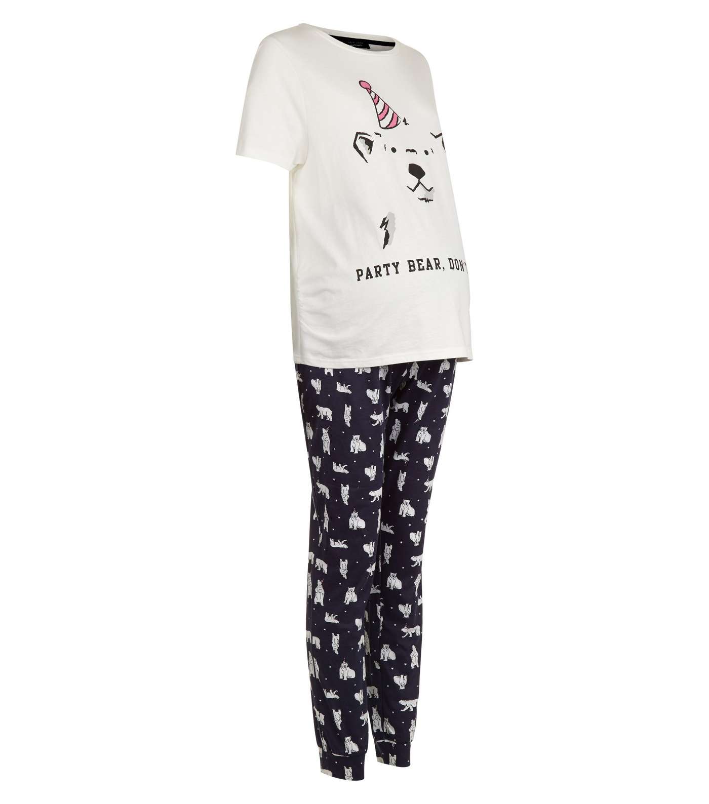 Maternity White Party Bear Pyjama Set Image 3