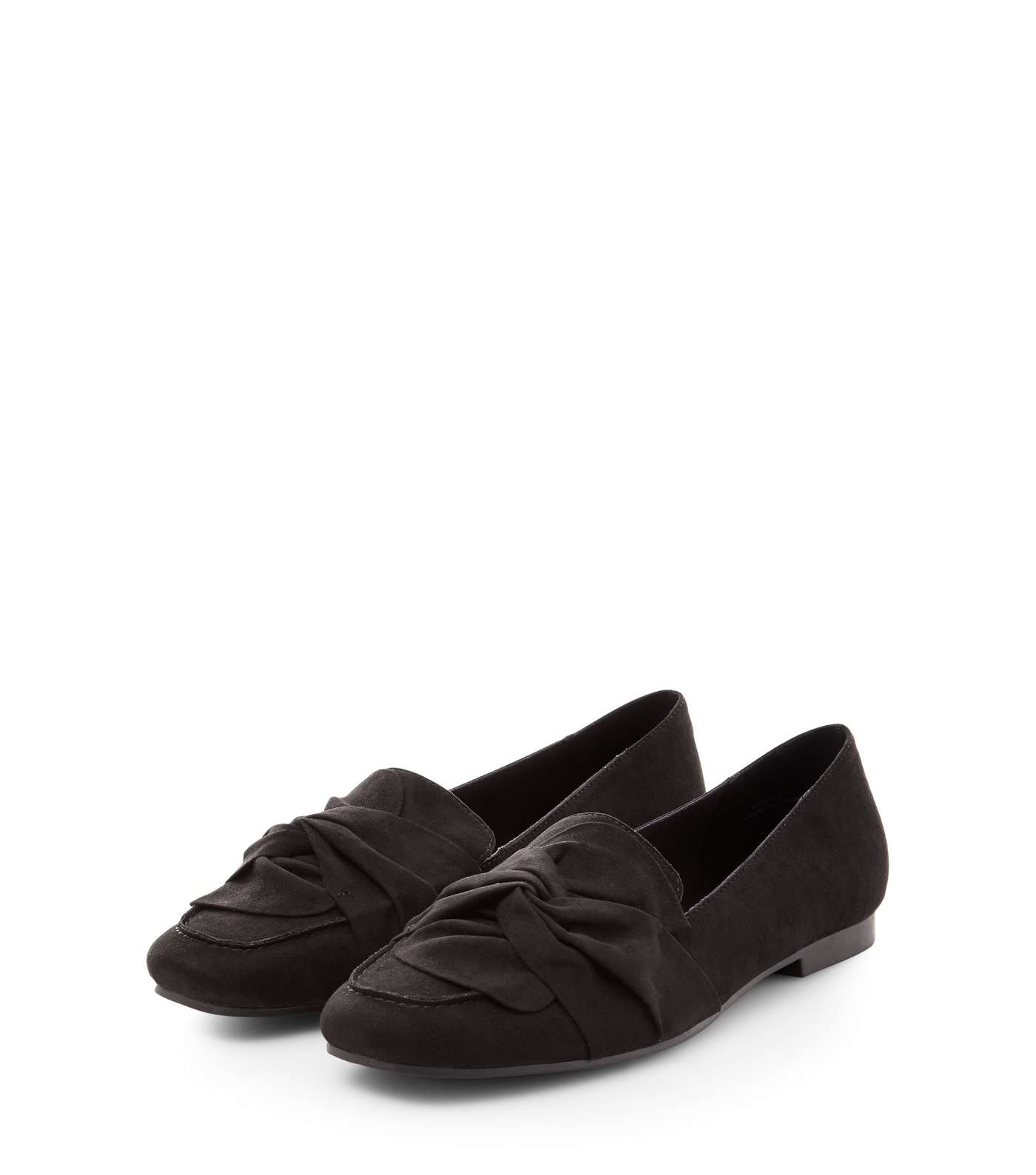 Black Suedette Knot Front Loafers Image 2