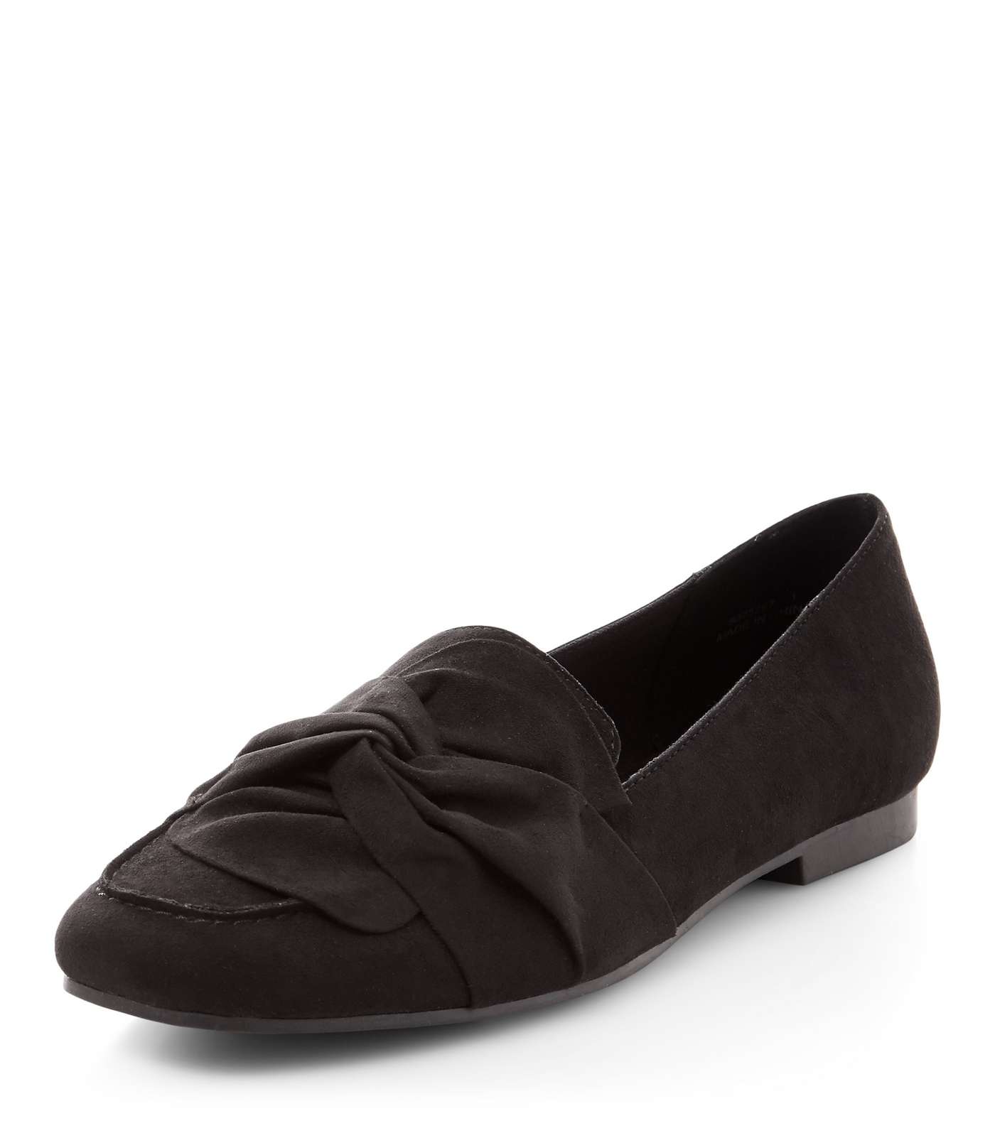 Black Suedette Knot Front Loafers Image 4