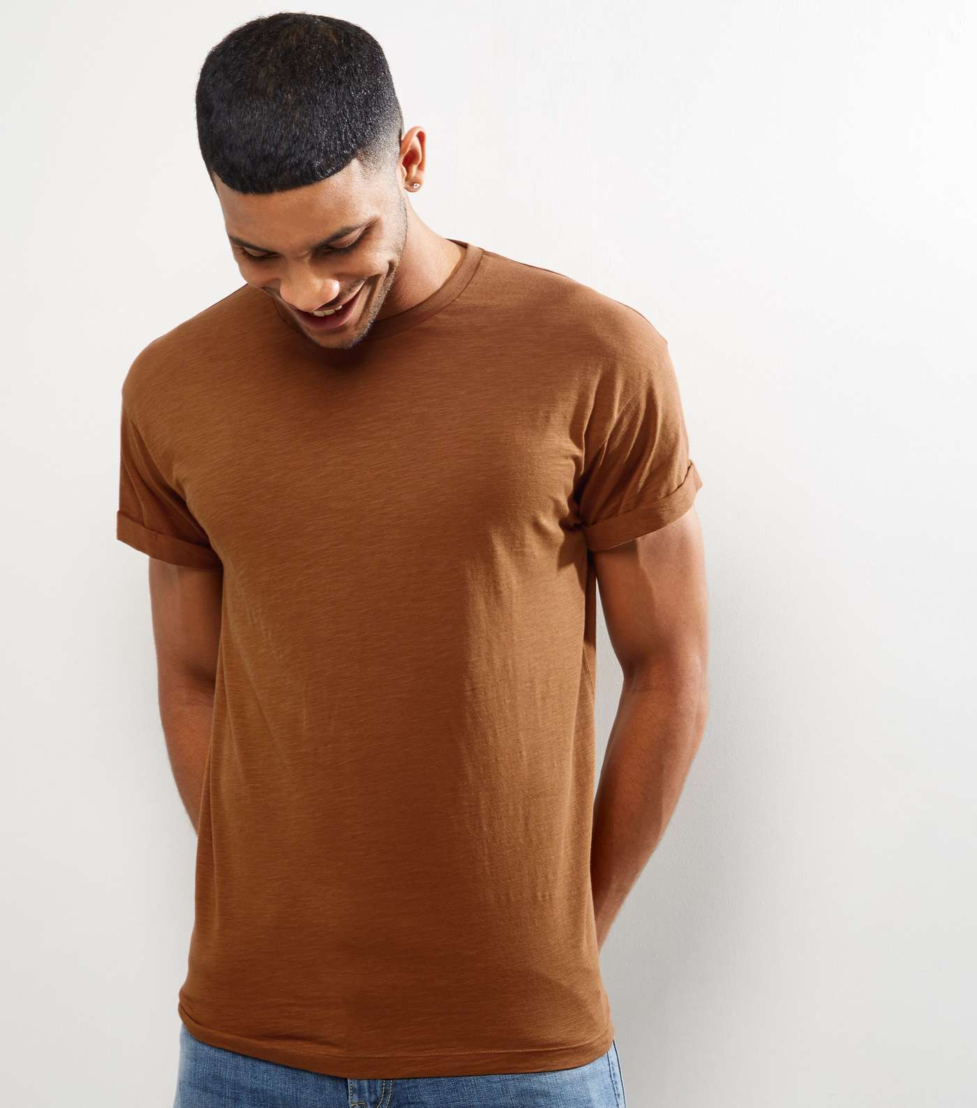 Tan Roll Sleeve T-Shirt