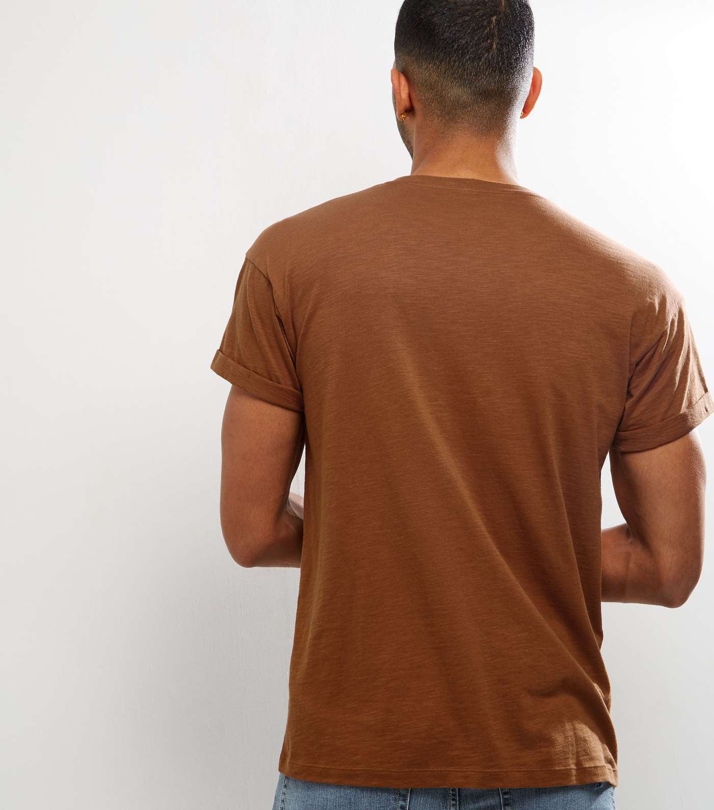 Tan Roll Sleeve T-Shirt Image 3