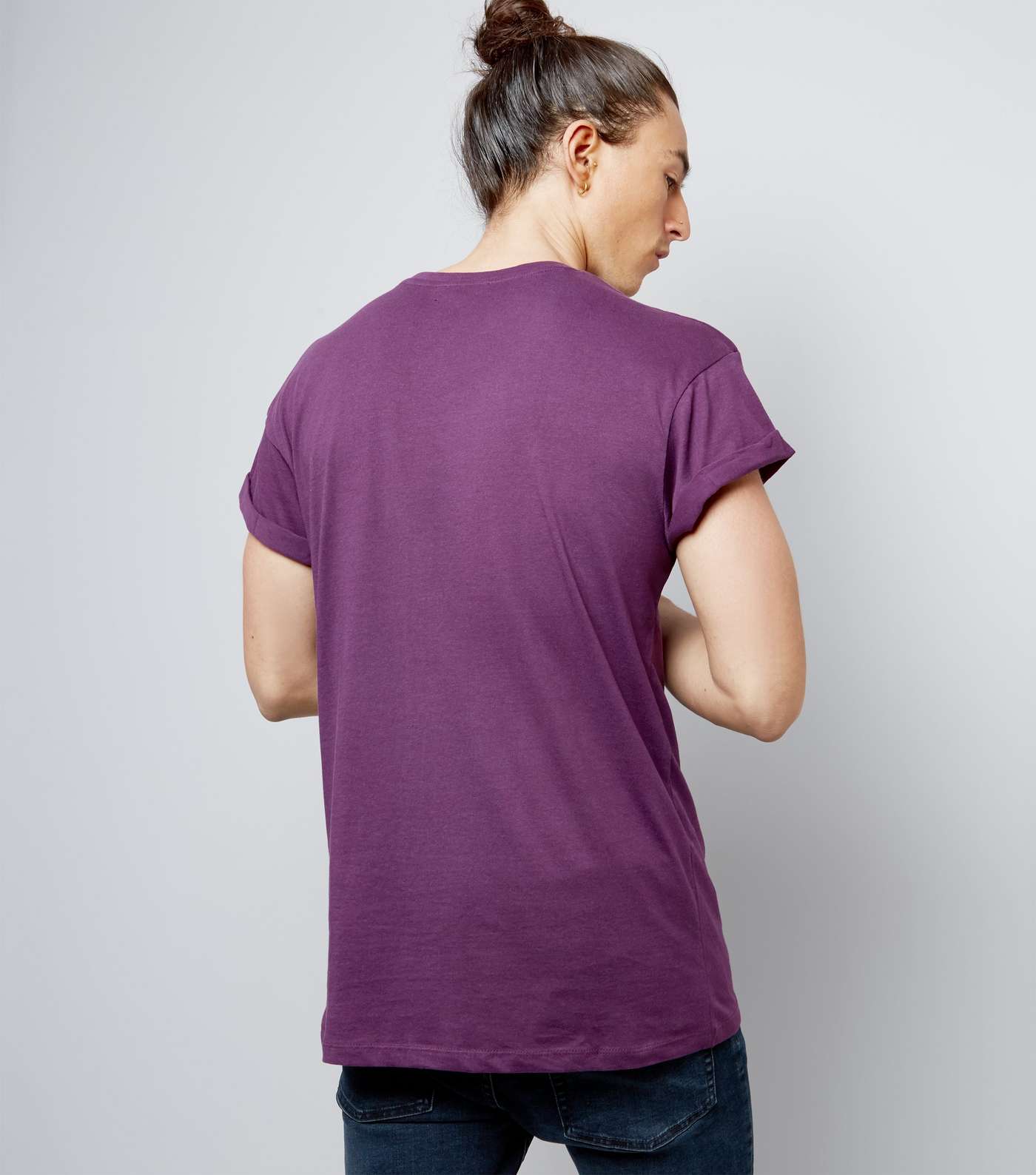 Dark Purple Roll Sleeve T-Shirt Image 3