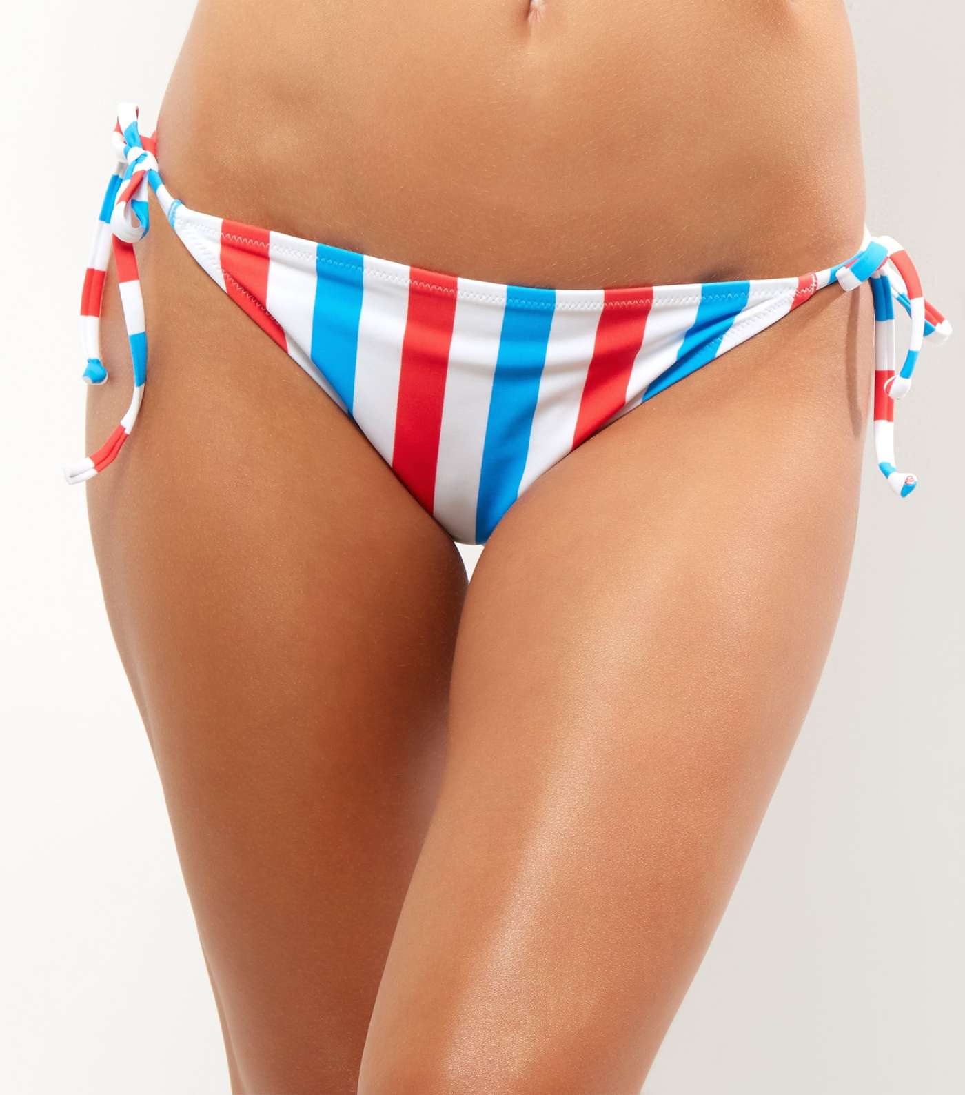 Blue Stripe Tie Side Bikini Bottoms