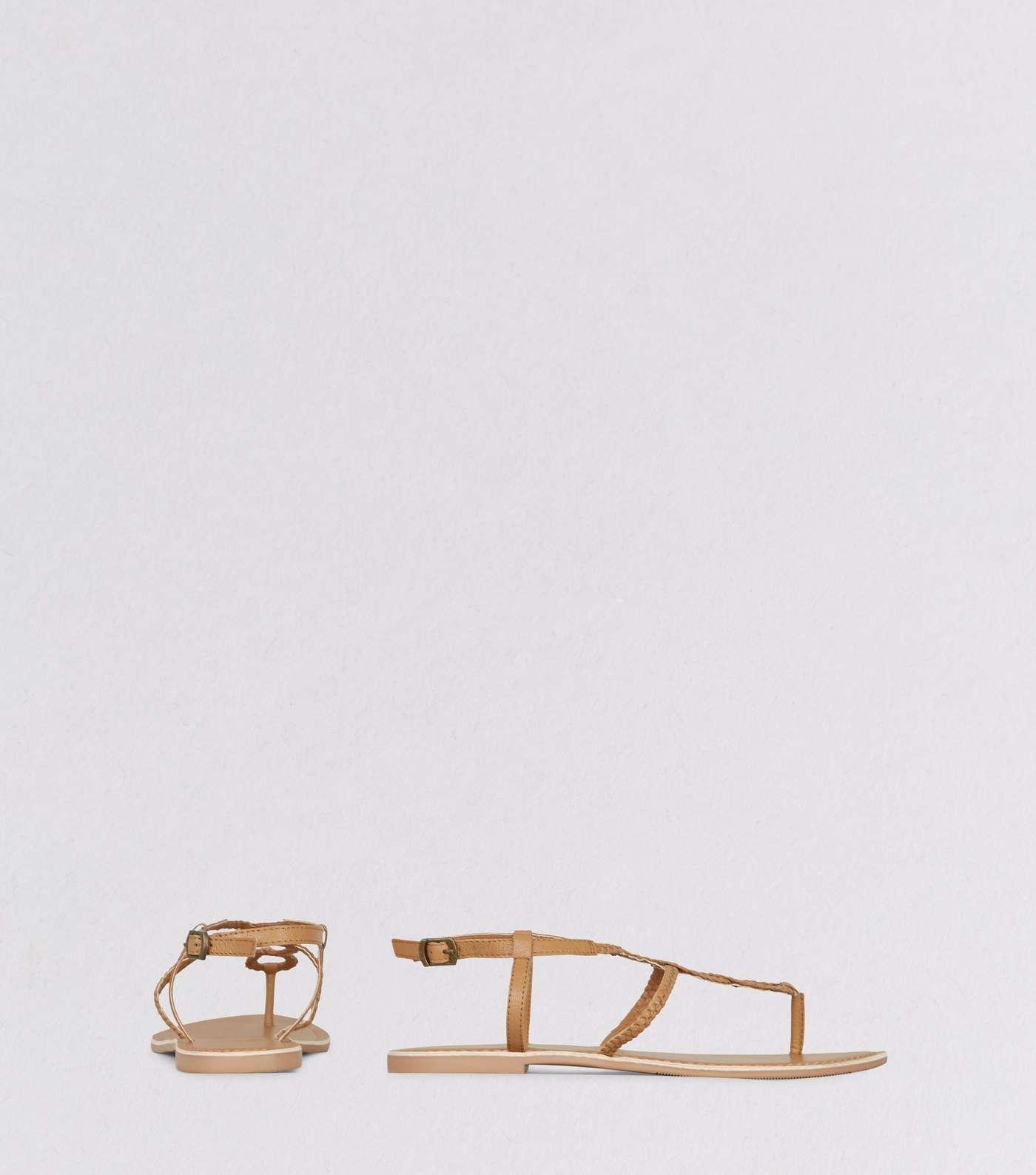 Wide Fit Tan Plaited Sandals Image 4