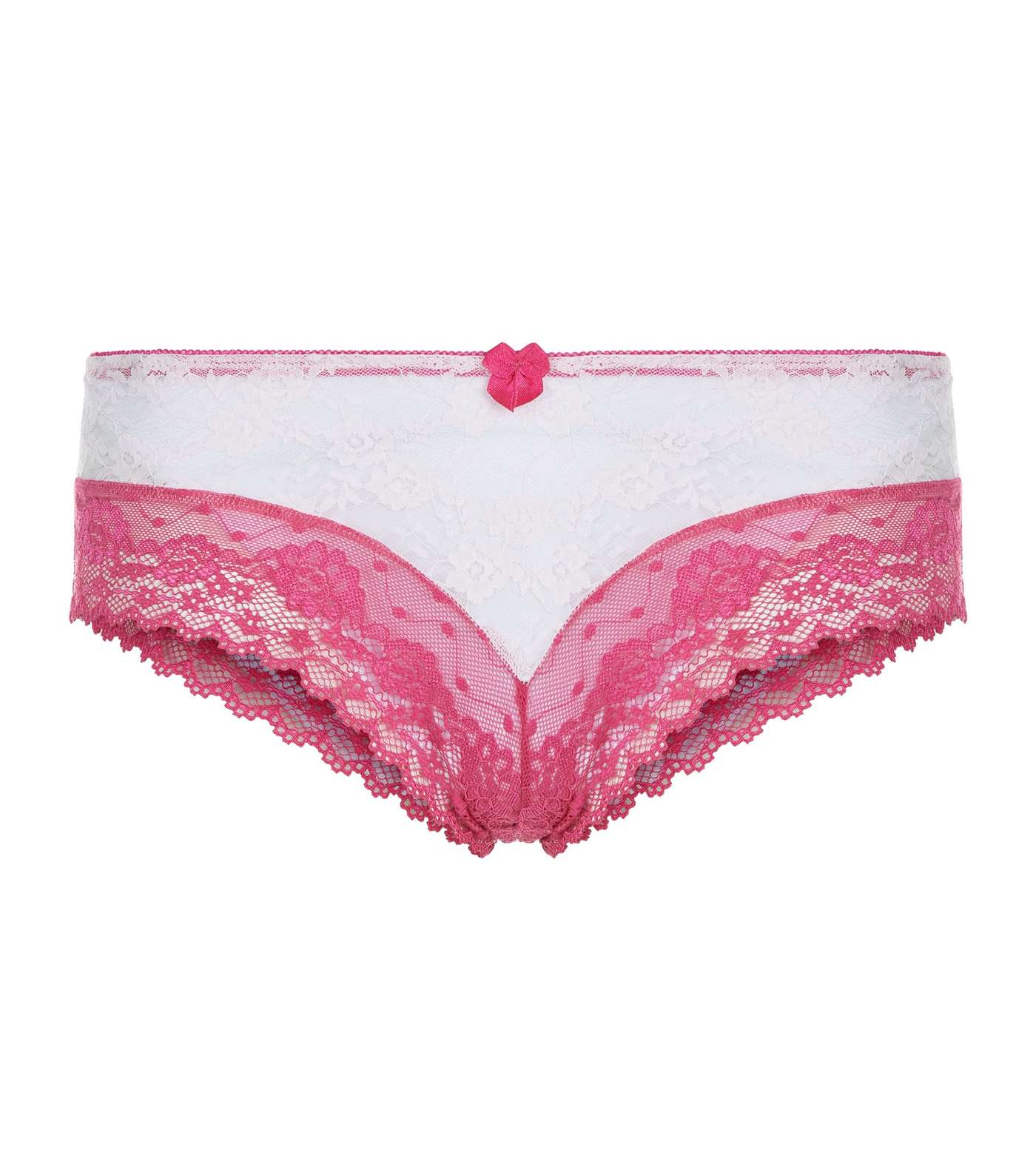 Bright Pink Two Tone Lace Brazilian Briefs Image 3