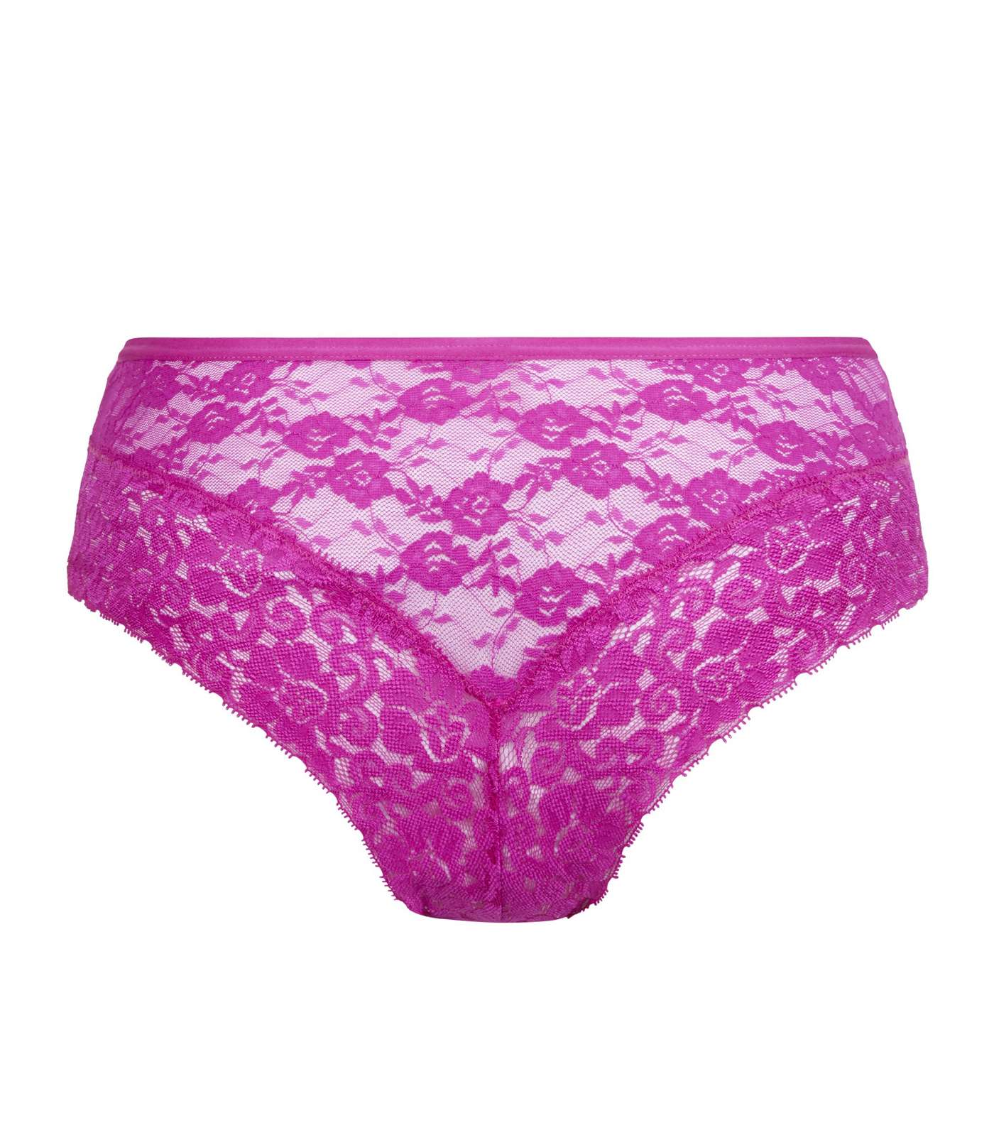 Bright Pink Lace Leg Brazilian Briefs Image 3