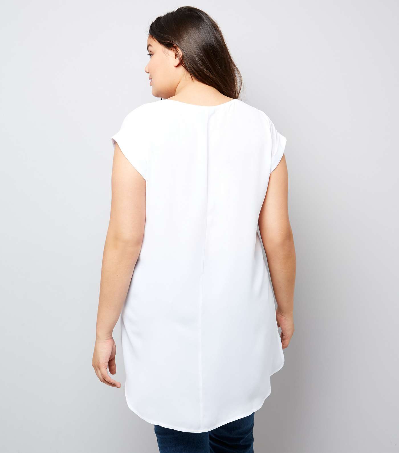 Curves White Zip Neck Tunic Top Image 3