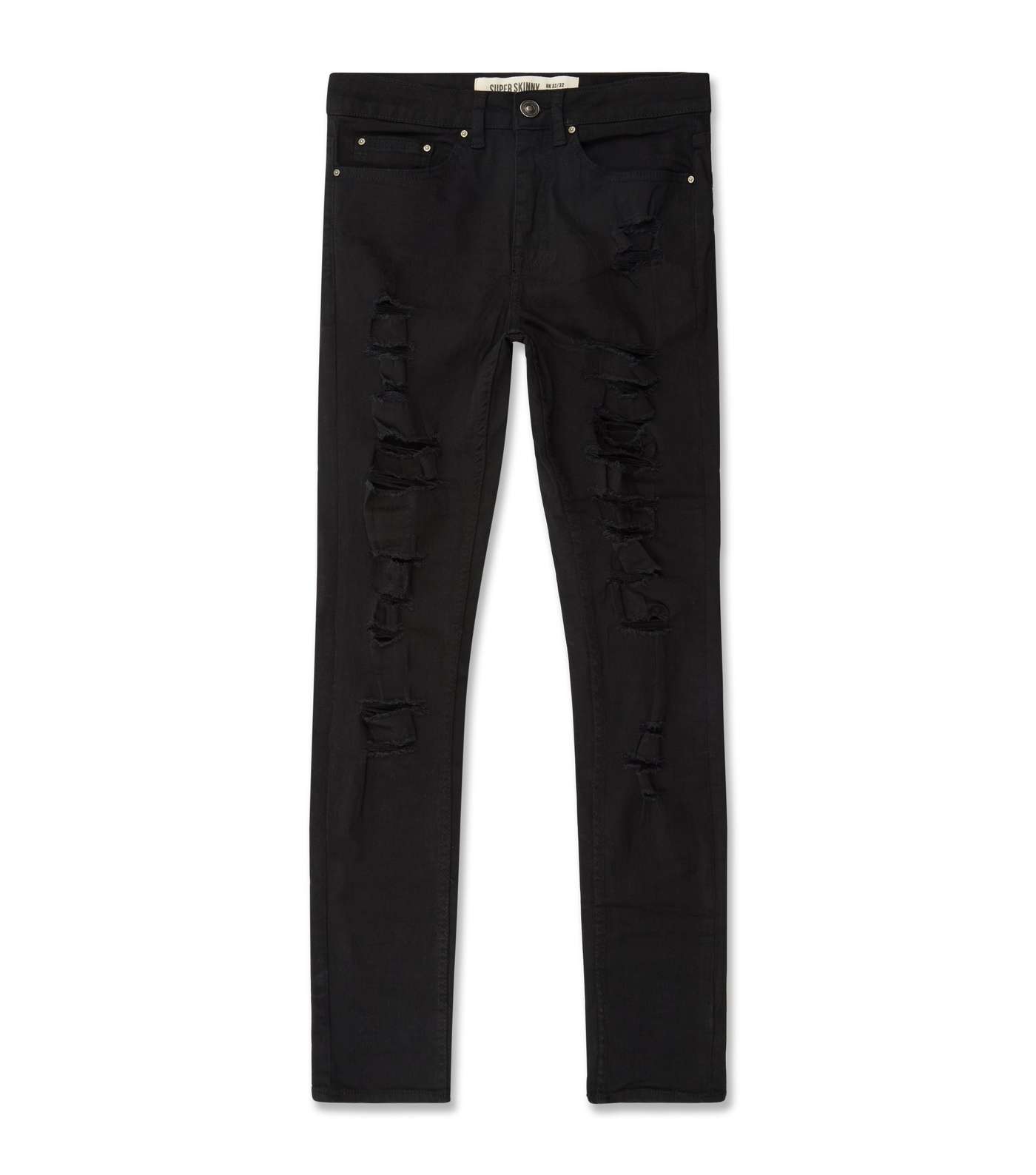 Black Extreme Ripped Super Stretch Skinny Jeans Image 4