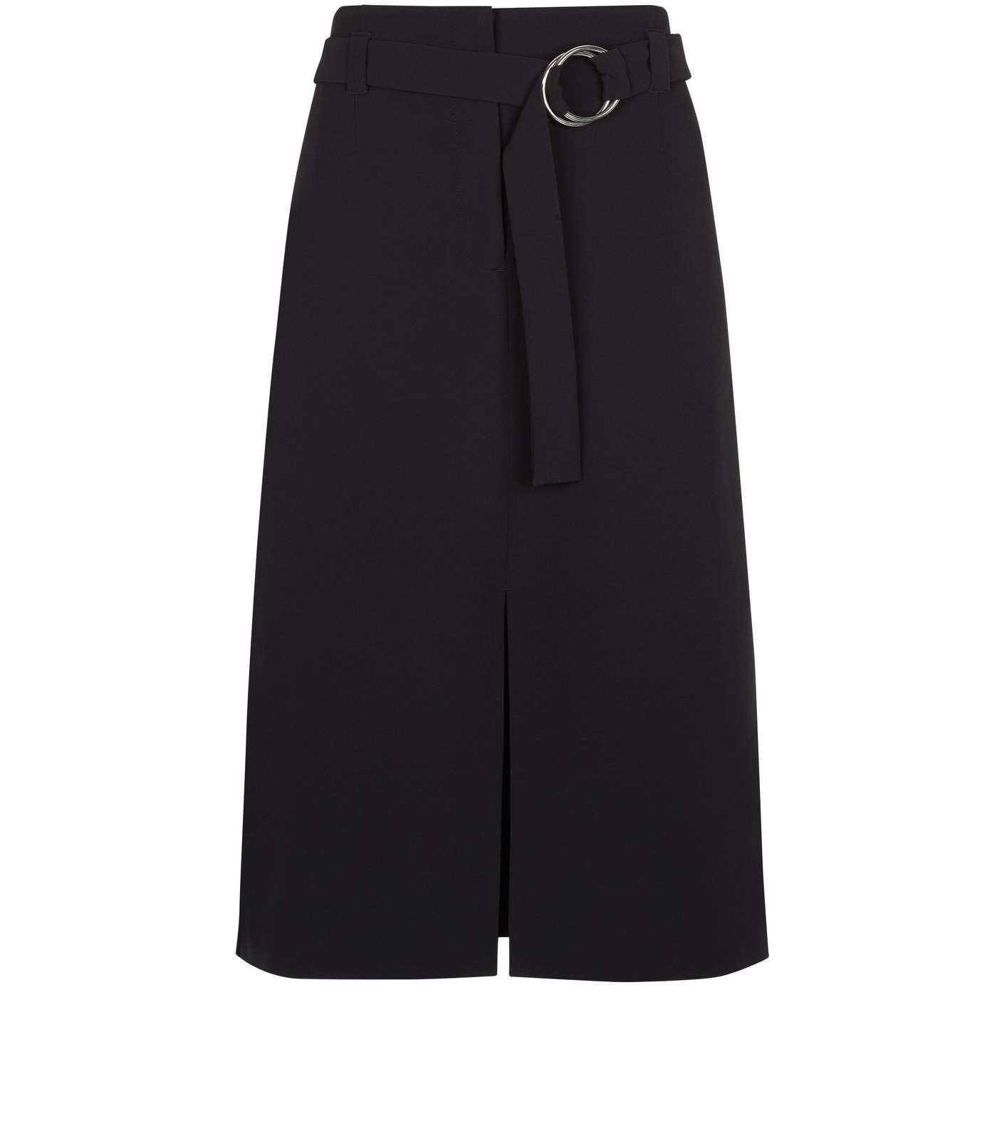 Black Belted Midi Pencil Skirt Image 4