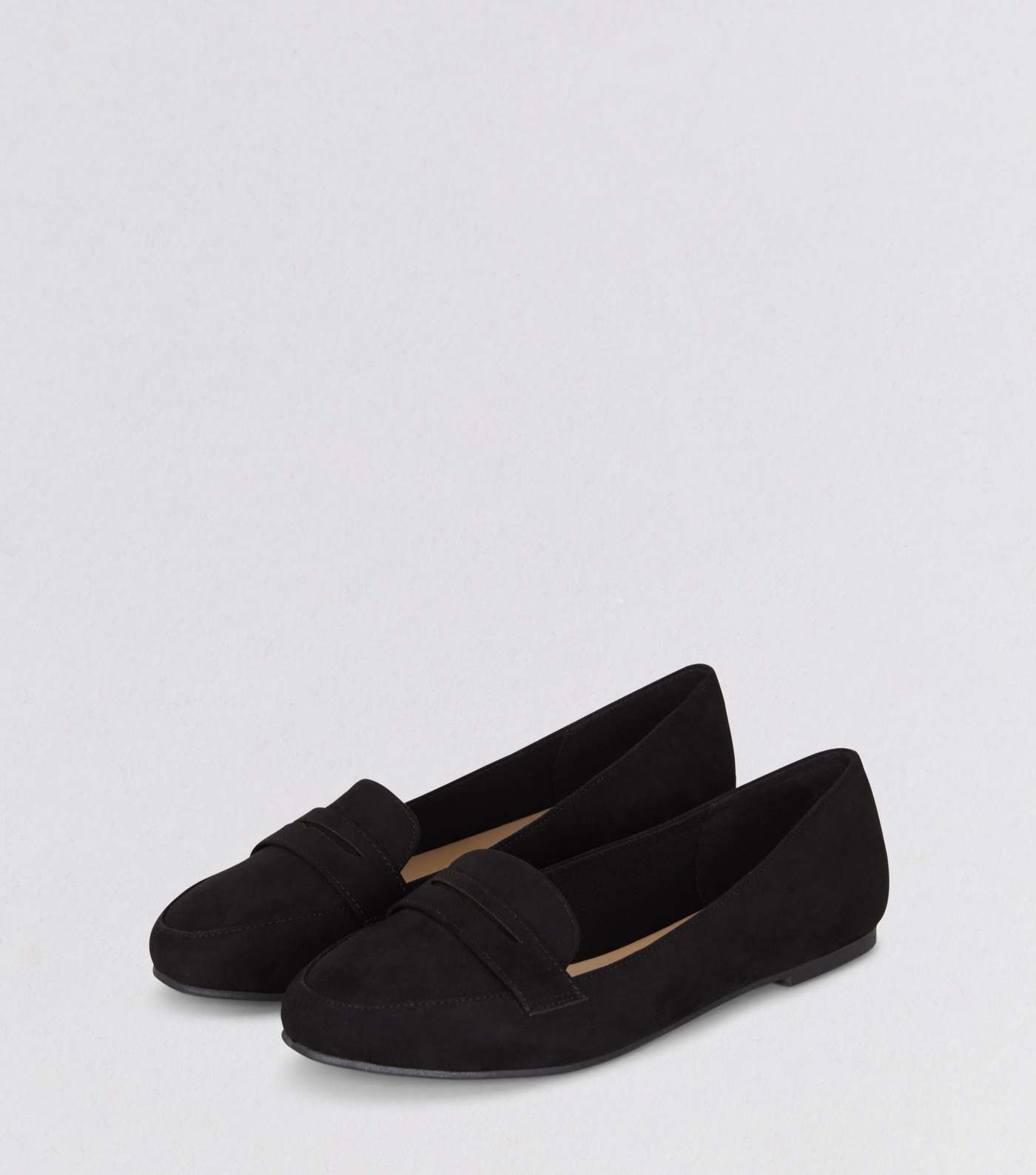 Black Suedette Penny Loafers