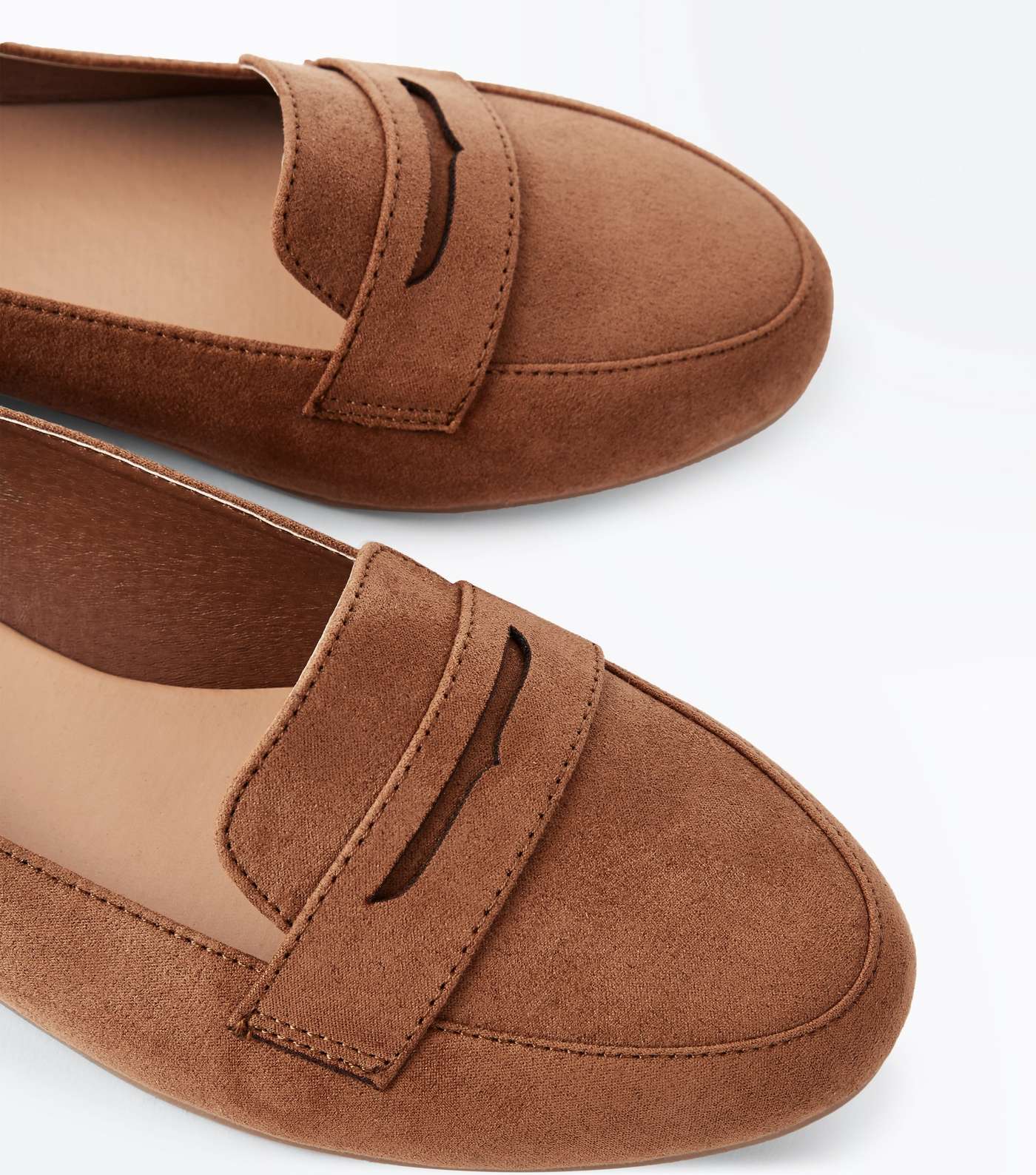 Tan Suedette Penny Loafers Image 3