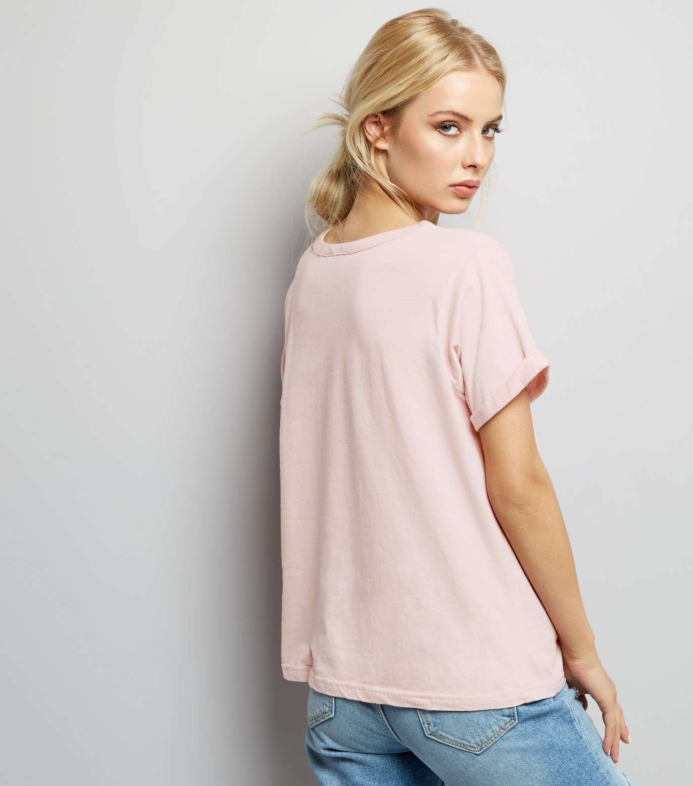 Pink Ripped Cut Out Shoulder T-Shirt Image 3