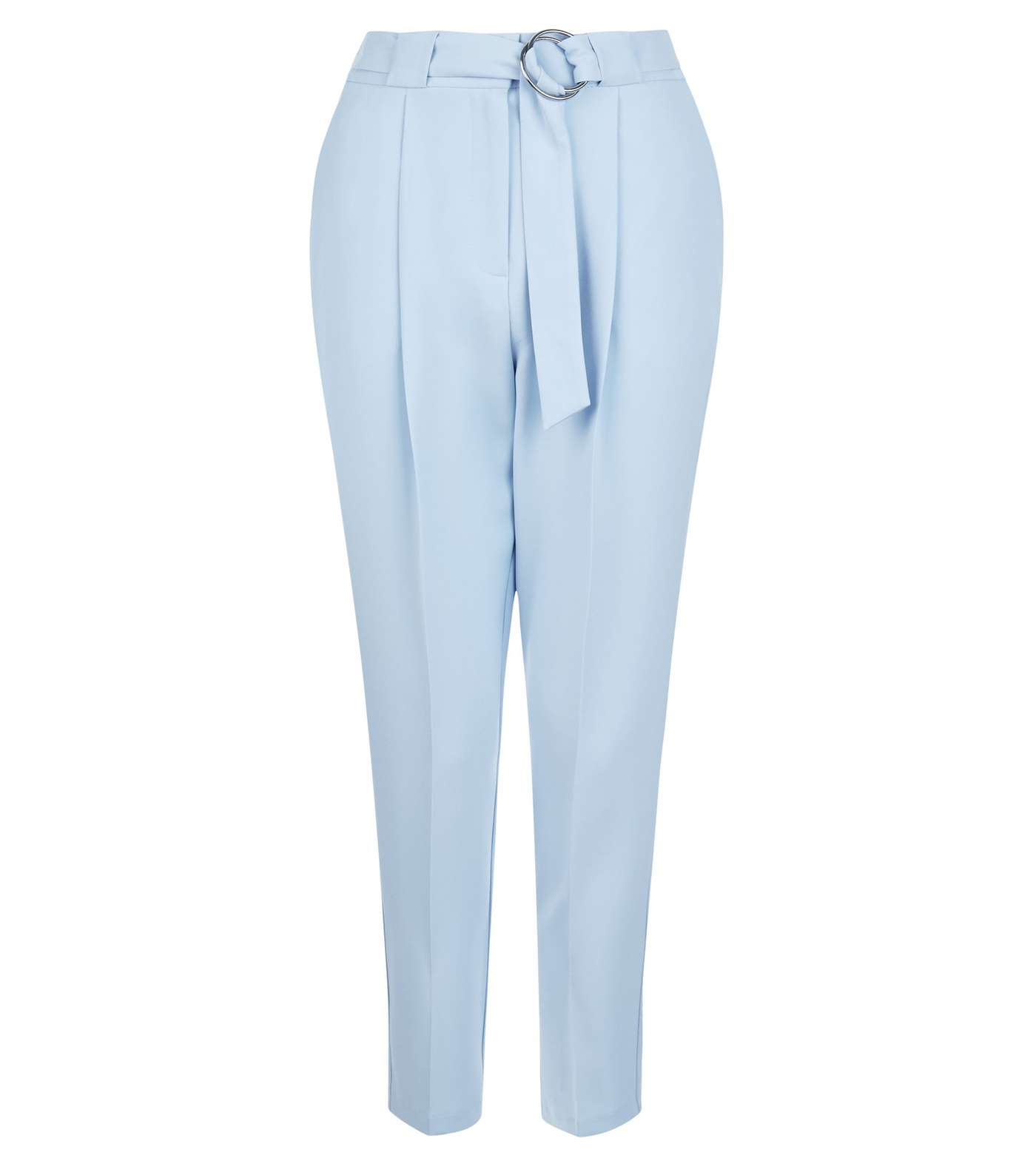 Petite Pale Blue Circle Belt Slim Leg Trousers Image 4