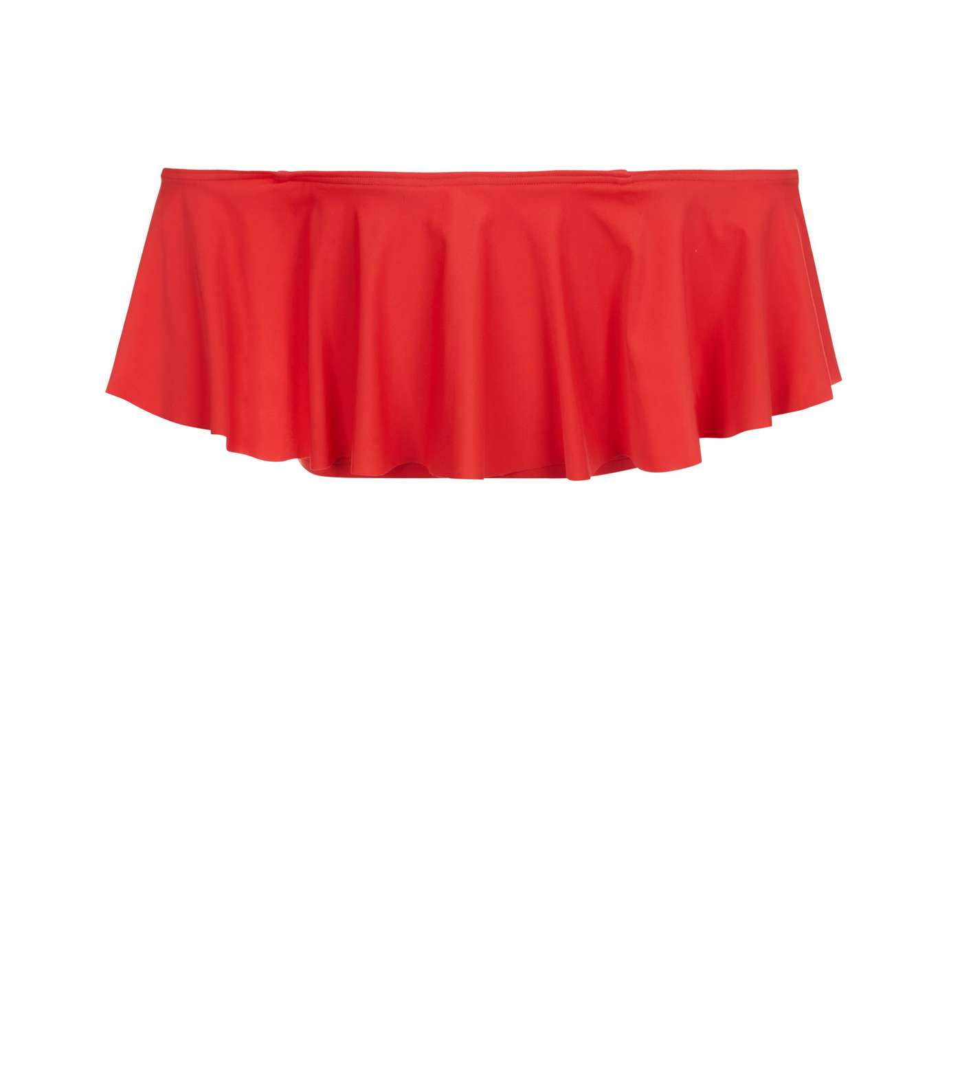 Red Bardot Neck Frill Trim Bikini Top Image 3