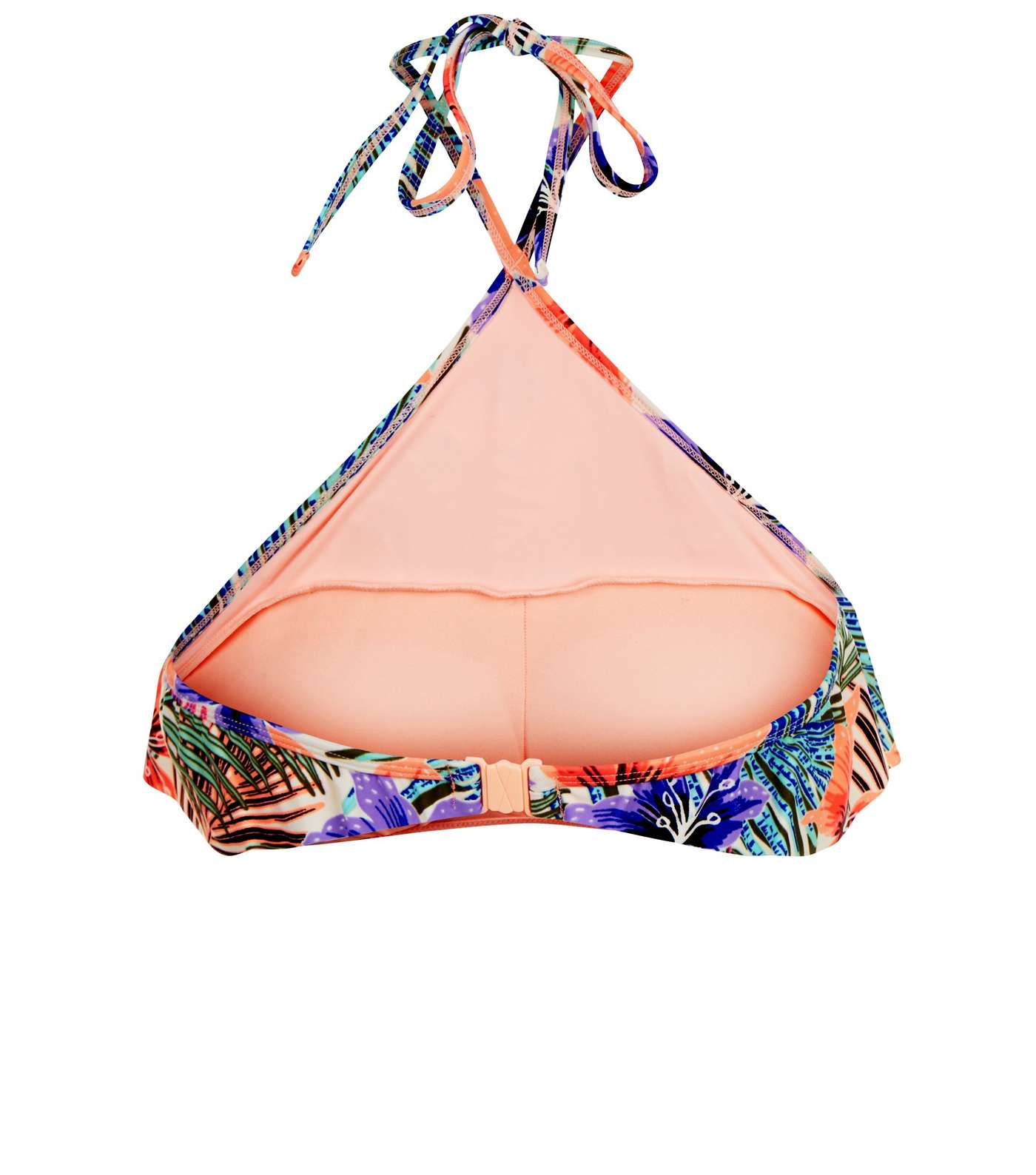 Multi Coloured Tropical Print Draped Bikini Top Image 3