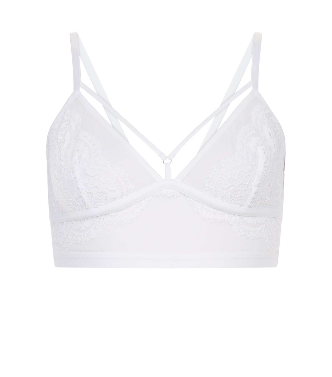White Mesh And Lace Longline Multi Strap Bralet Image 3